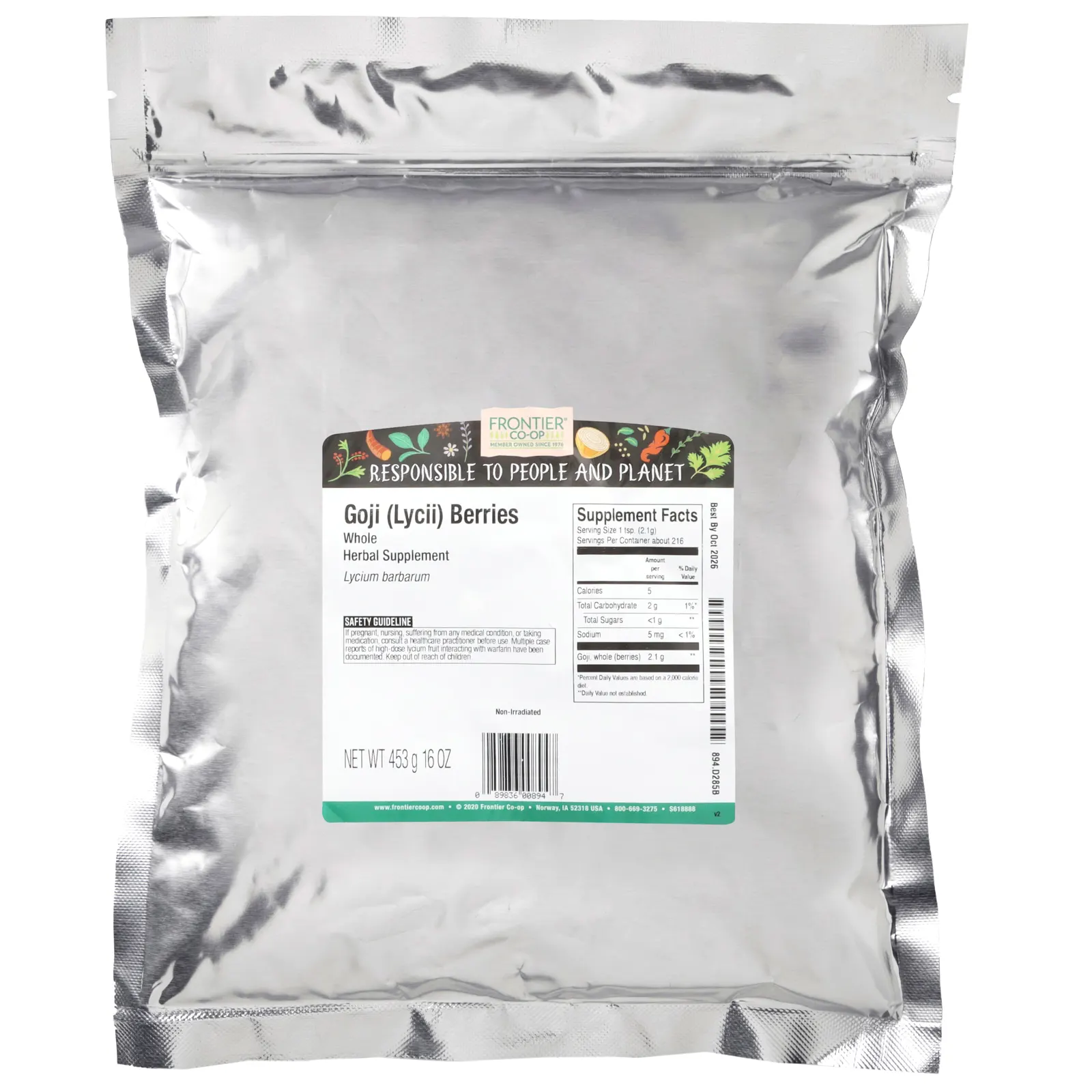 Frontier Co-op, Цельные ягоды годжи (Lycii), 453 г (16 унций)