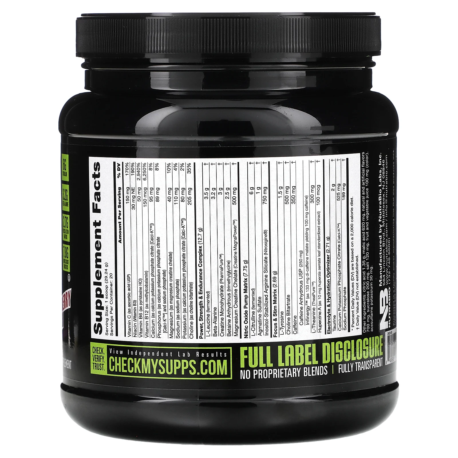 NutraBio, Pre-Workout Performance Igniter, Grape Berry Crush, 585 г (1,29 фунта)