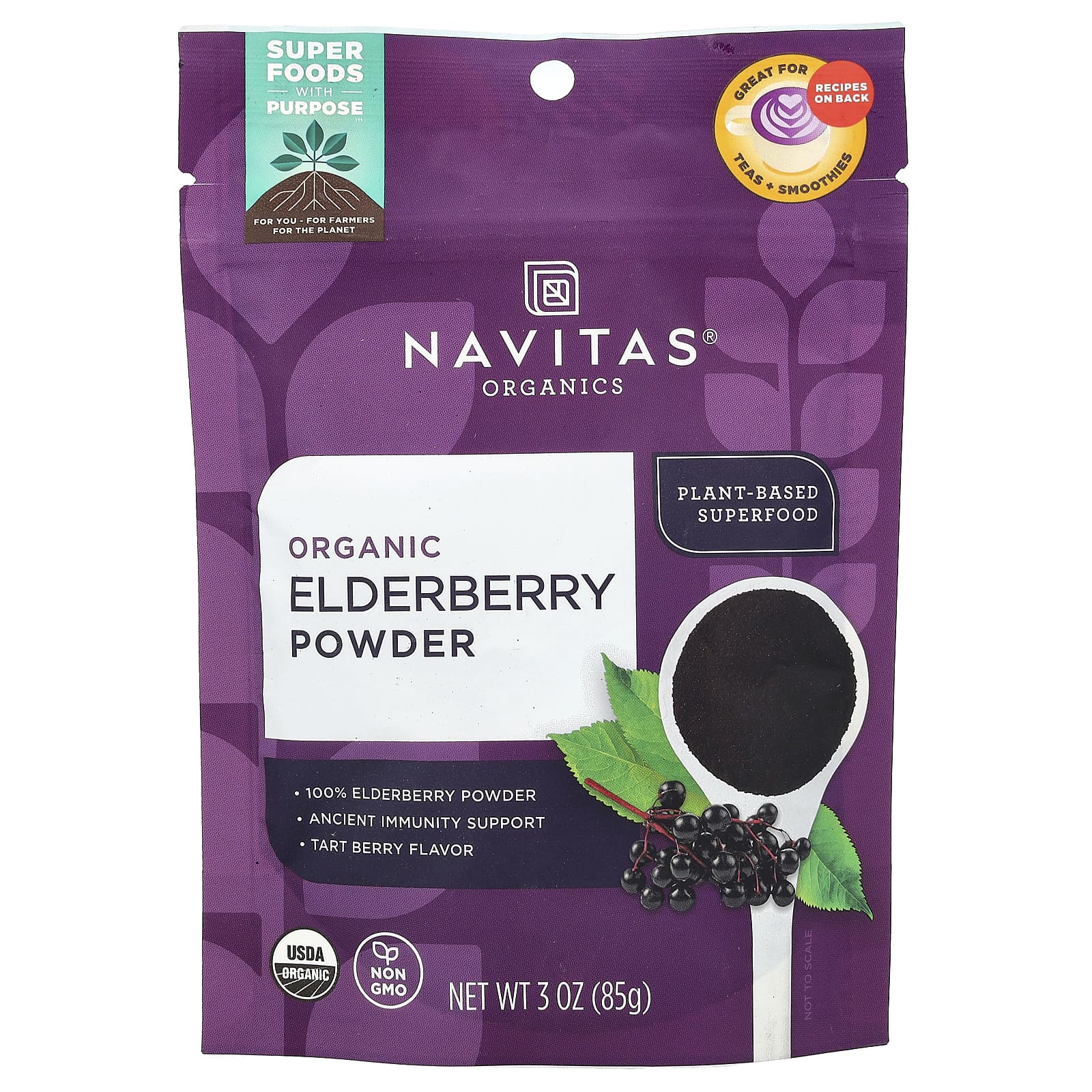 Navitas Organics, Органический порошок из бузины, 85 г (3 унции)