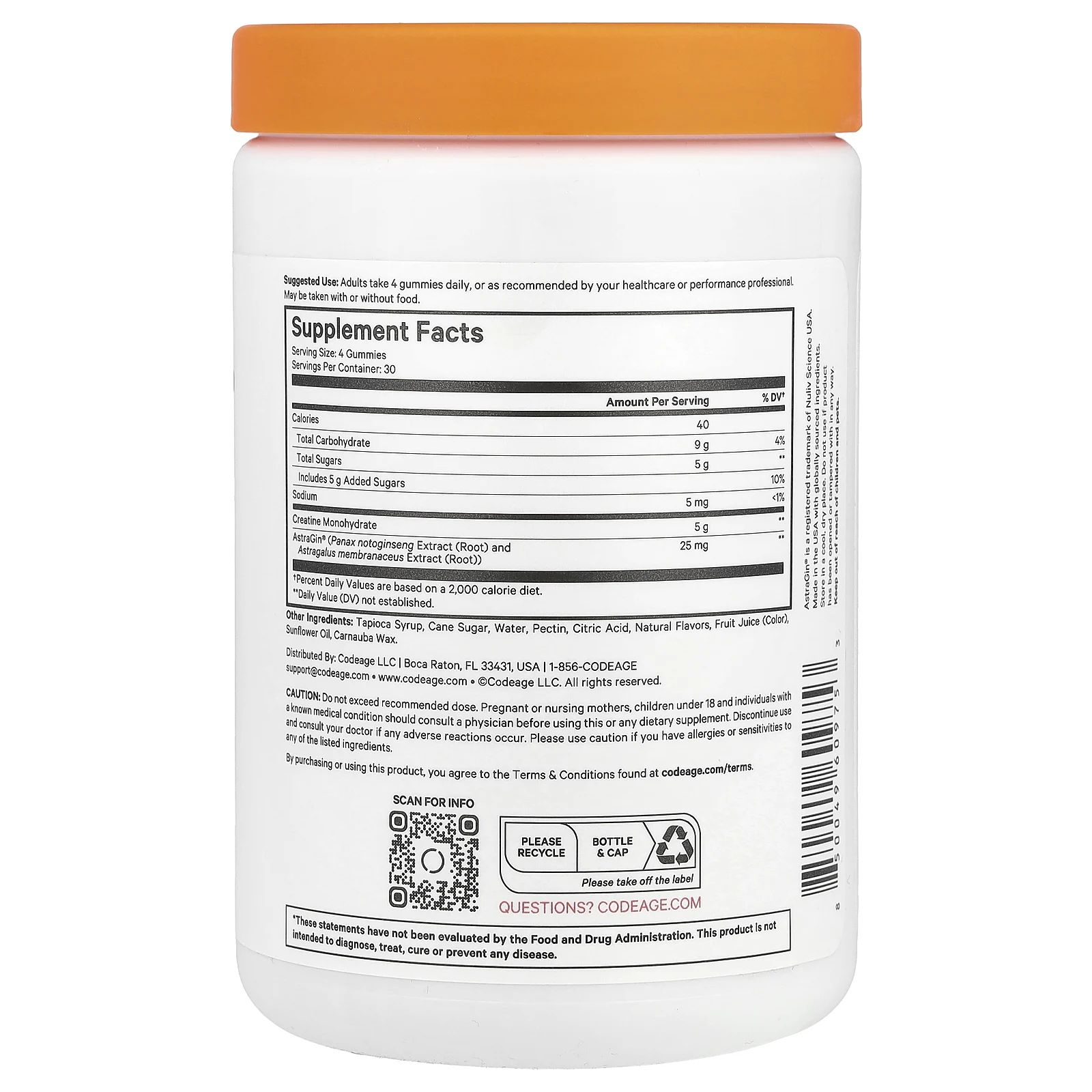 Codeage, Sport, жевательные мармеладки с креатином, ягодное ассорти, 120 жевательных таблеток