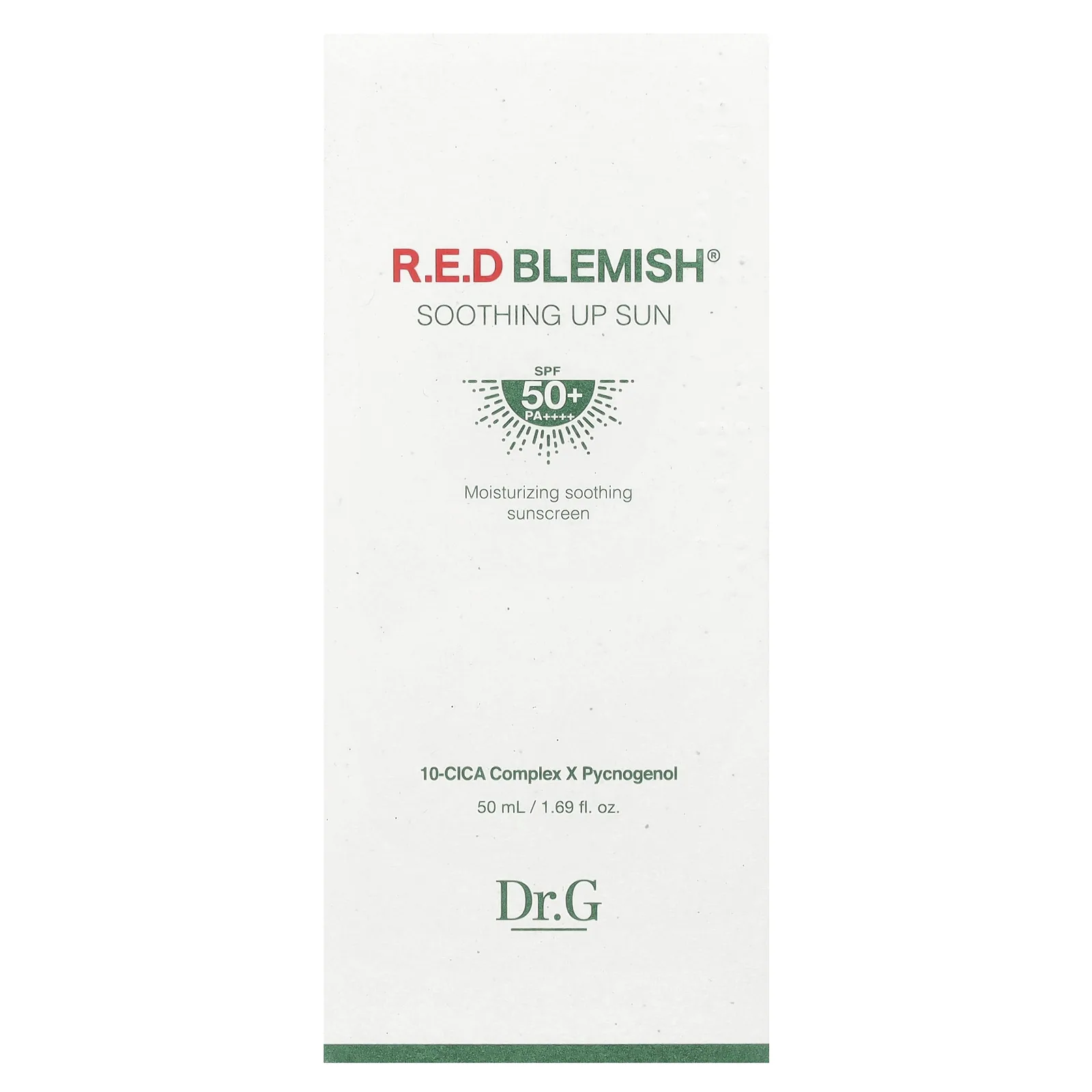 Dr. G, RED Blemish, успокаивающий солнцезащитный крем, SPF 50+/PA++++, 50 мл (1,69 жидк. унции)