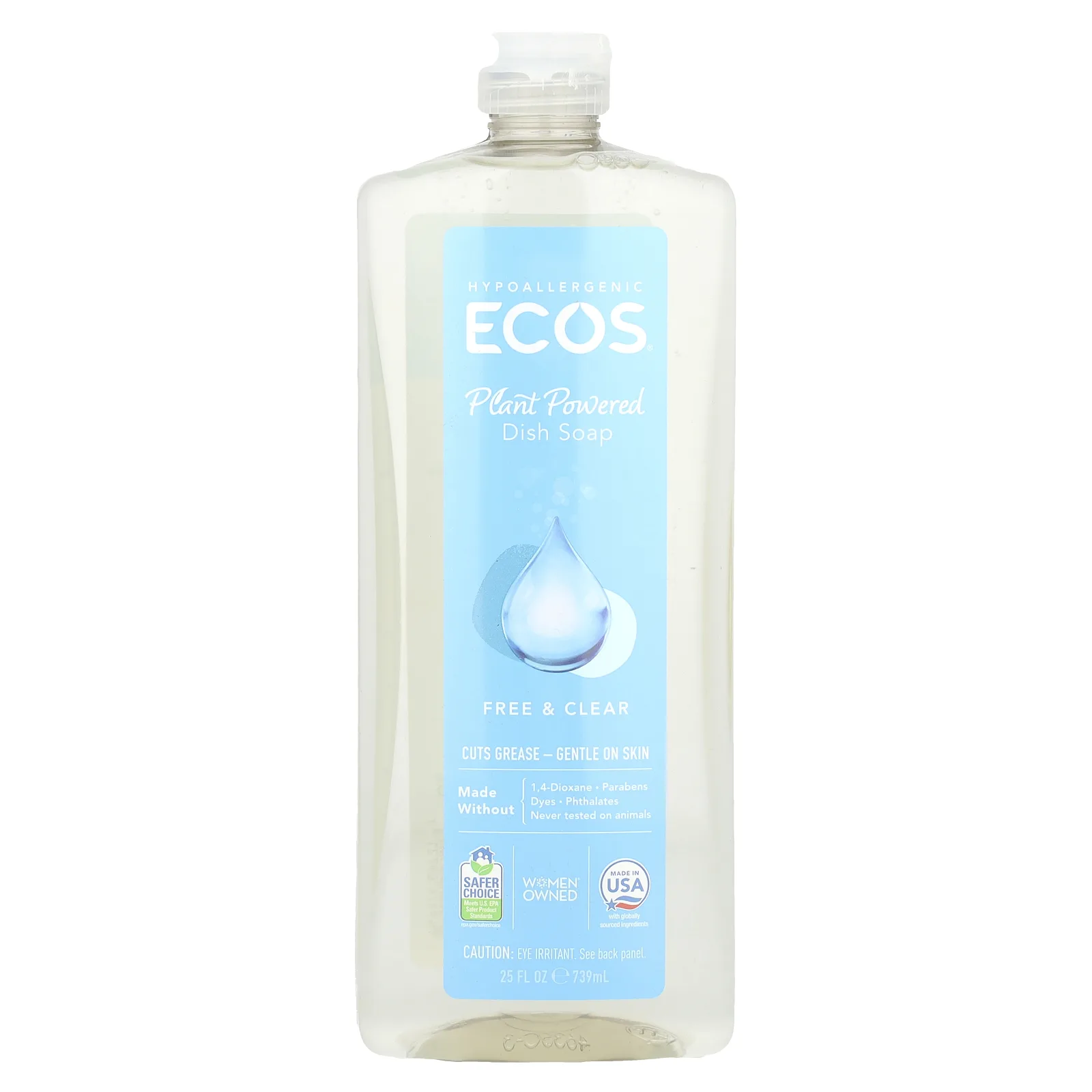 Earth Friendly Products, ECOS®, мыло для посуды на растительной основе, бесцветное и прозрачное, 739 мл (25 жидк. унц.)