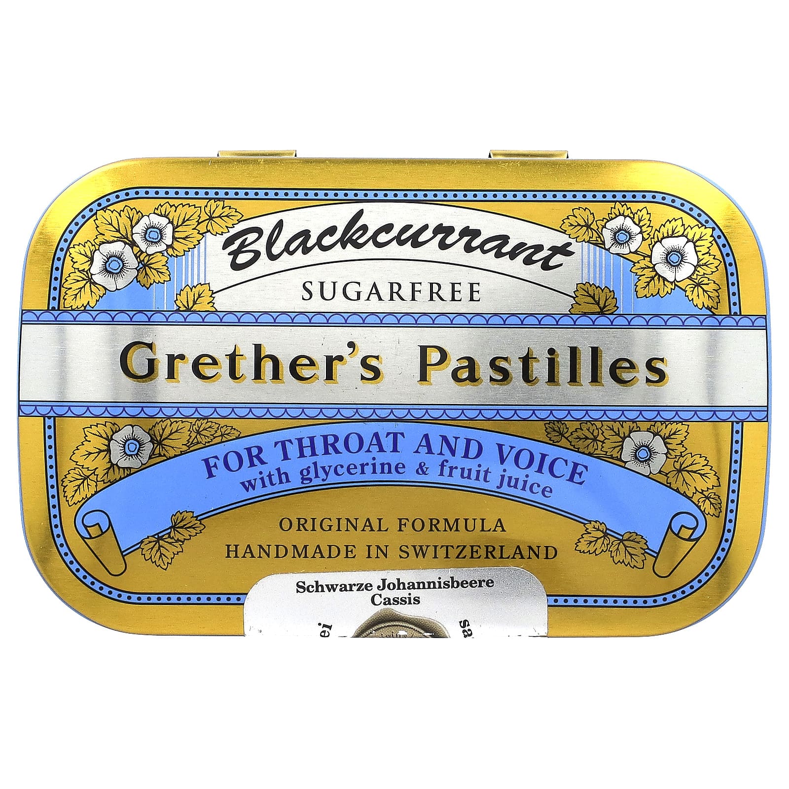 Grether's Pastilles, для горла и голоса, без сахара, черная смородина, 24 пастилки, 60 г (2 1/8 унции)