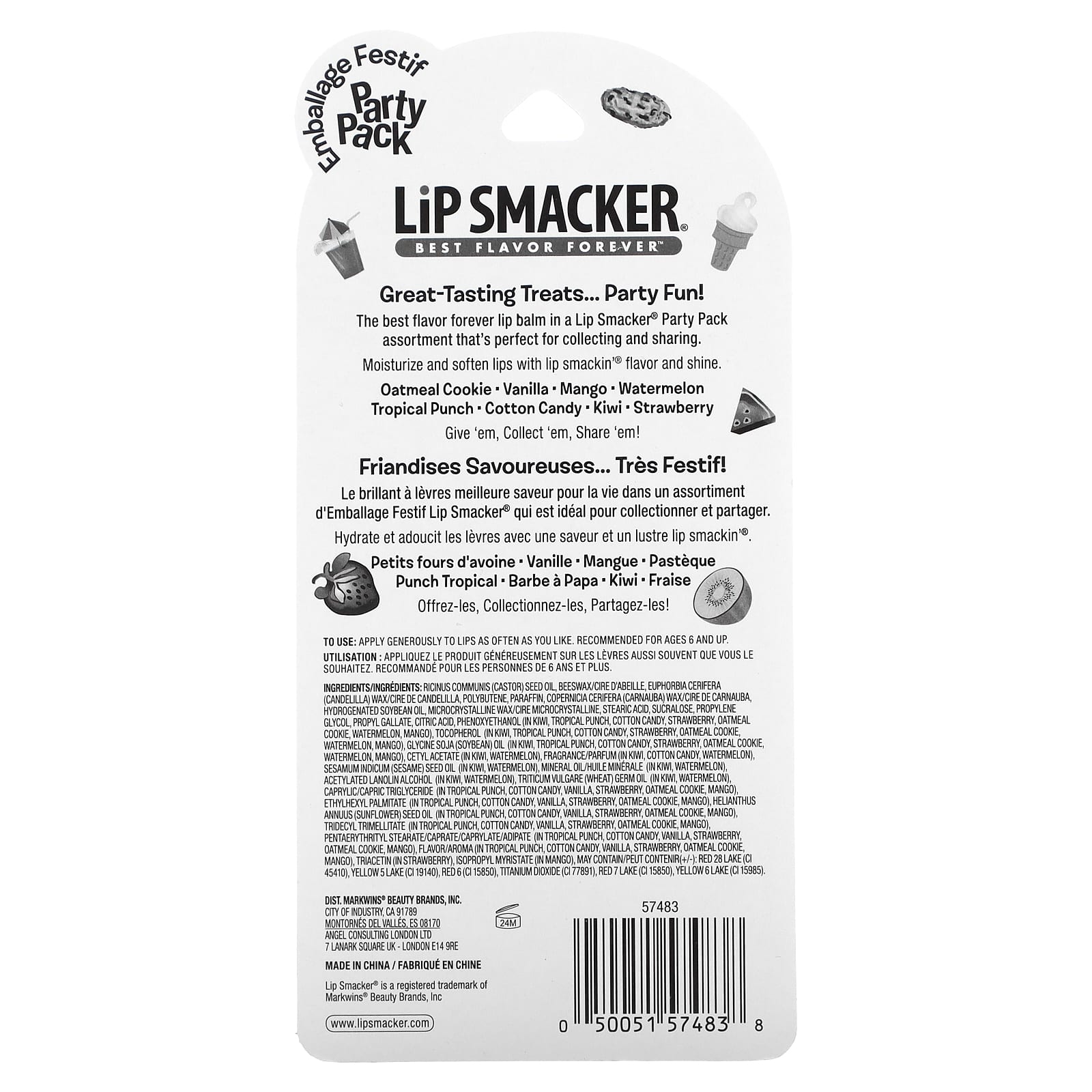 Lip Smacker, Party Pack, бальзам для губ, ассорти, 8 упаковок, 4 г (0,14 унции)