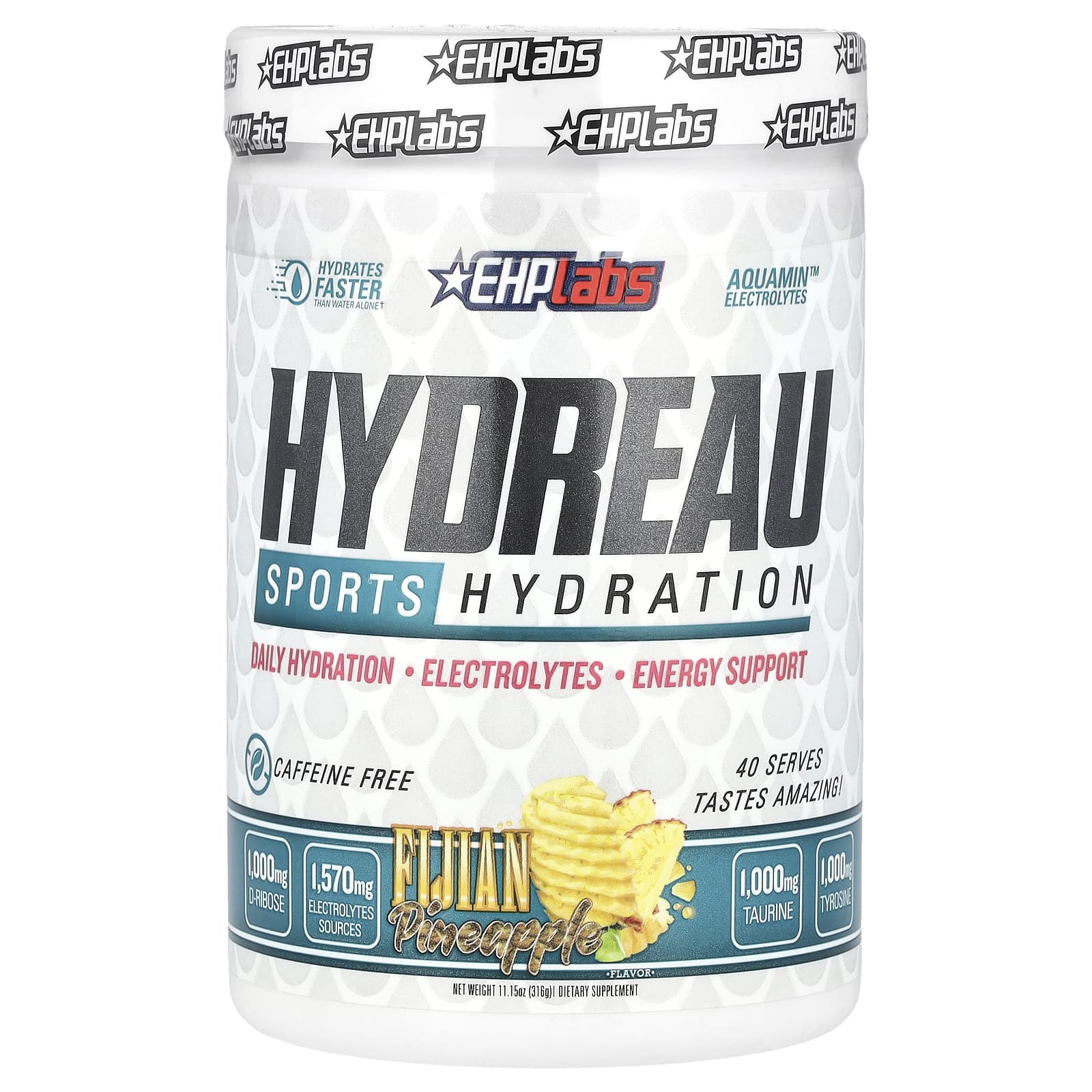 EHPlabs, Hydreau Sports Hydration, фиджийский ананас, 316 г (11,15 унции)