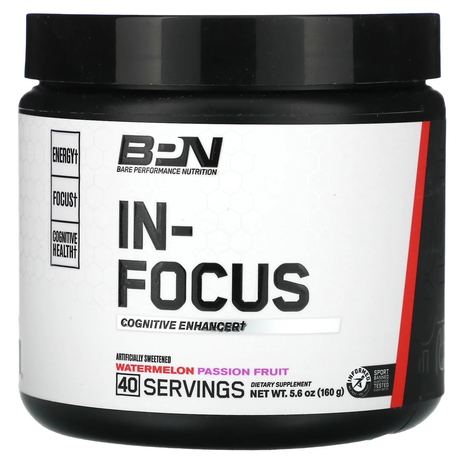 BPN, In-Focus, арбуз и маракуйя, 160 г (5,6 унции)