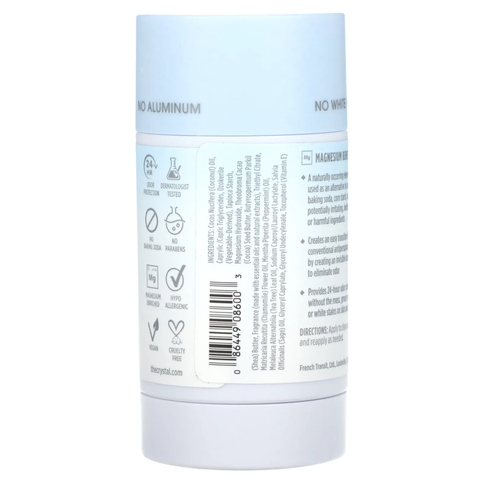 CRYSTAL, Обогащенный магнием дезодорант, Clean + Fresh, 70 г (2,5 унции)