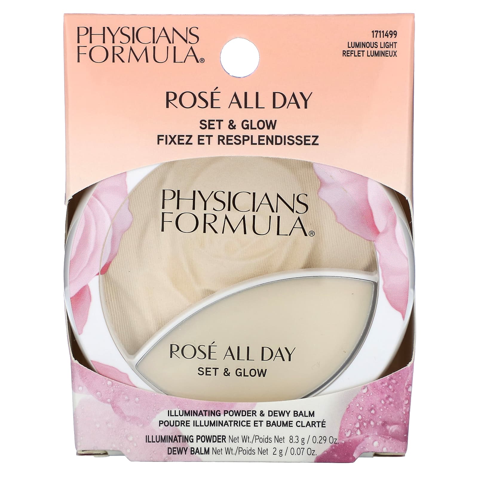Physicians Formula, Rosé All Day, набор и сияние, пудра и бальзам для сияния кожи, 1711499 сияющий свет, 1 шт.