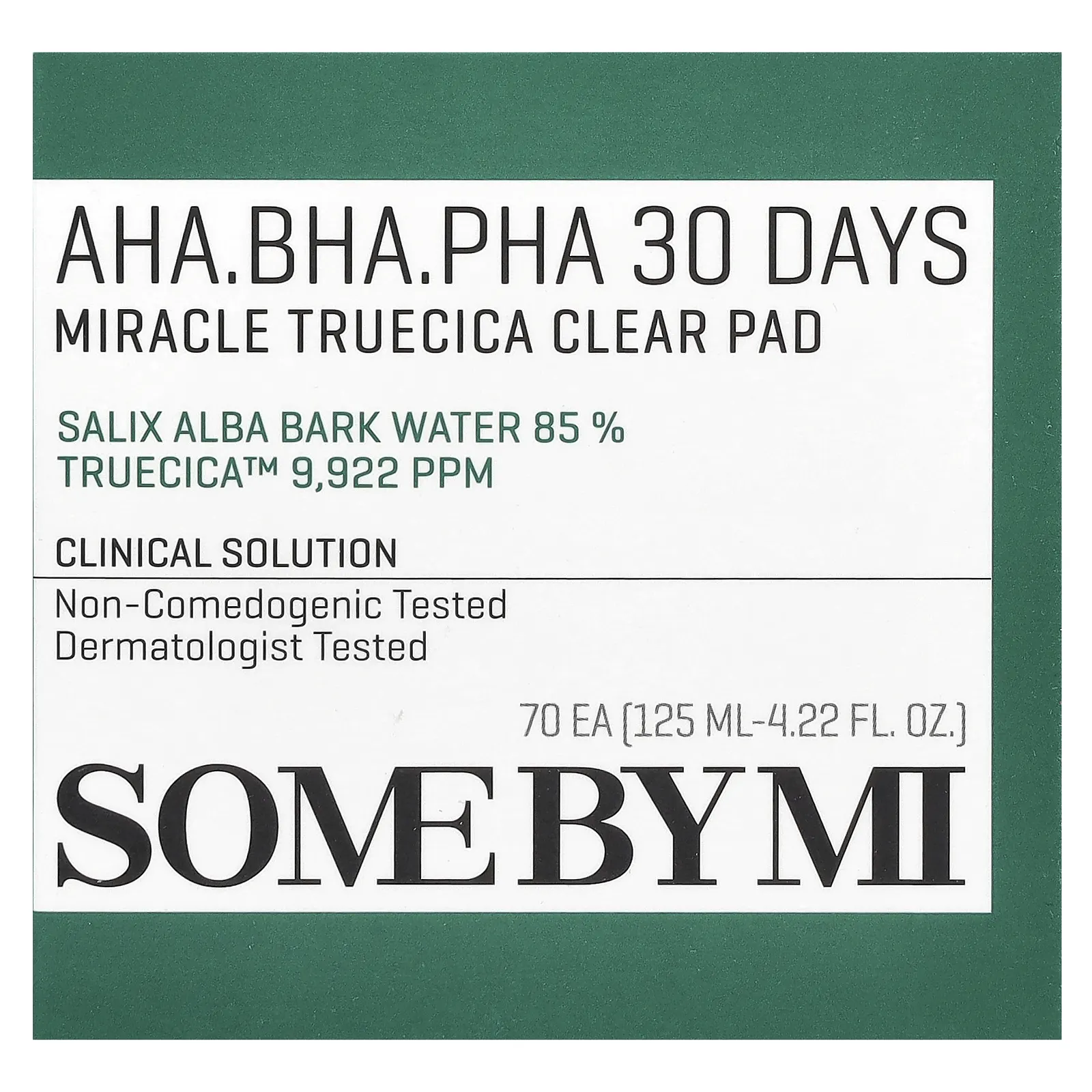 SOME BY MI, AHA / BHA / PHA 30 Days Miracle Truecica Clear Pad, 70 тампонов, 125 мл (4,22 жидк. Унции)