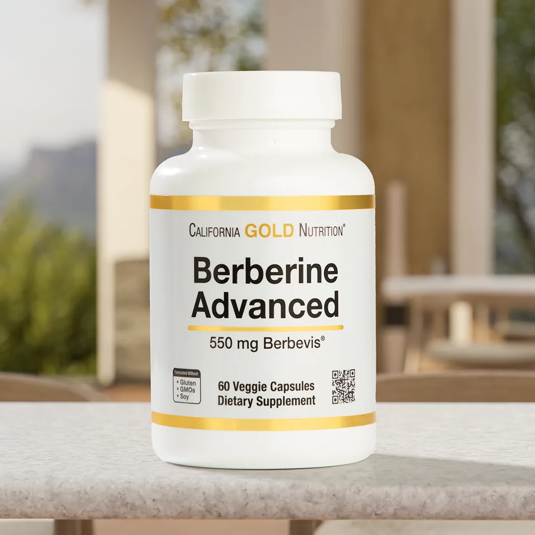 California Gold Nutrition, Berberine Advanced, берберин с фитосомами Berbevis, 550 мг, 60 растительных капсул