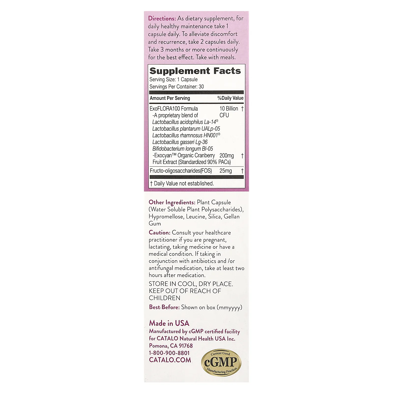 Catalo Naturals, Формула баланса флоры для женщин, 30 вегетарианских капсул