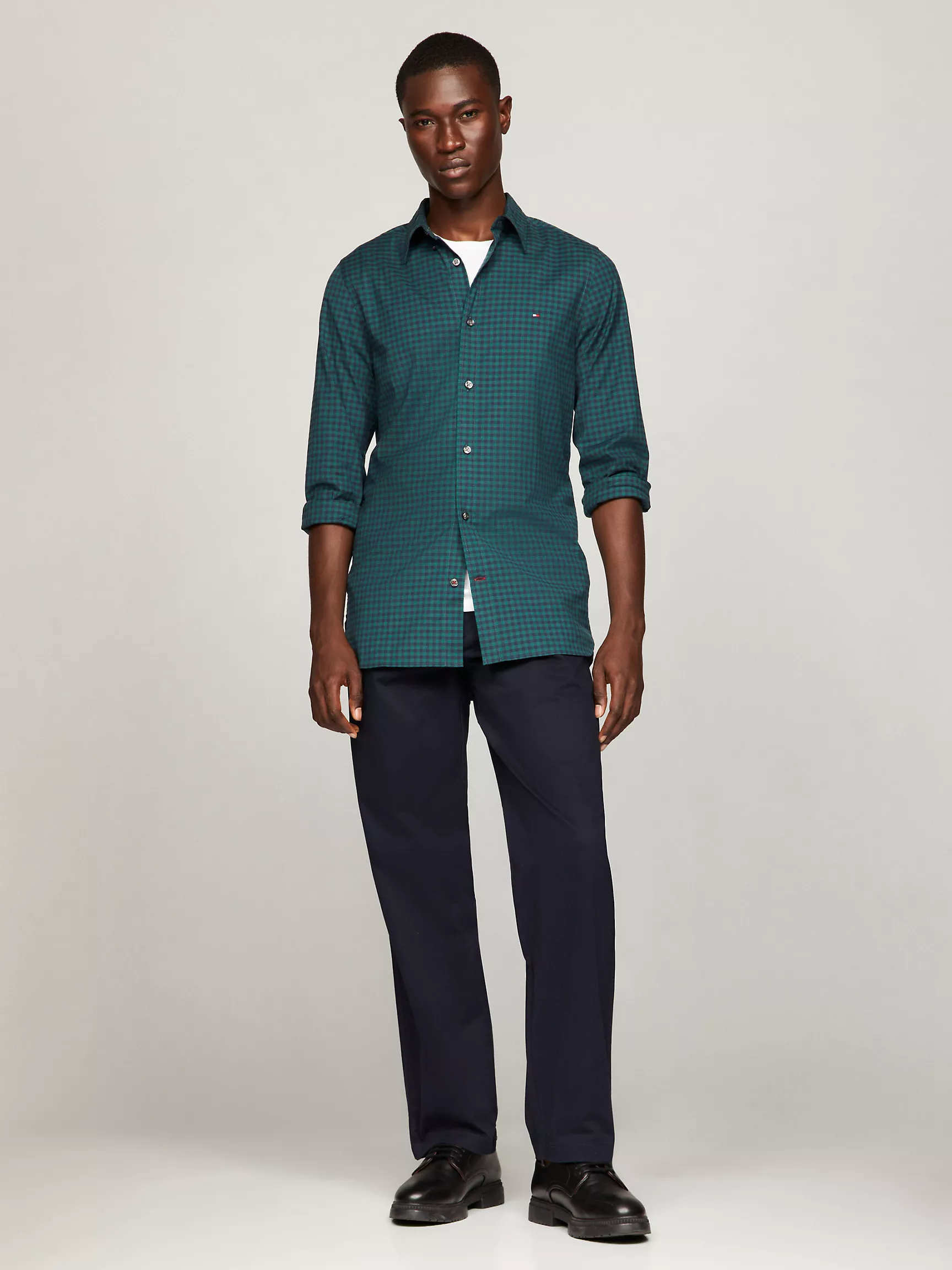 Мужская рубашка Tommy Hilfiger, Приталенная рубашка из поплина в клетку гингем