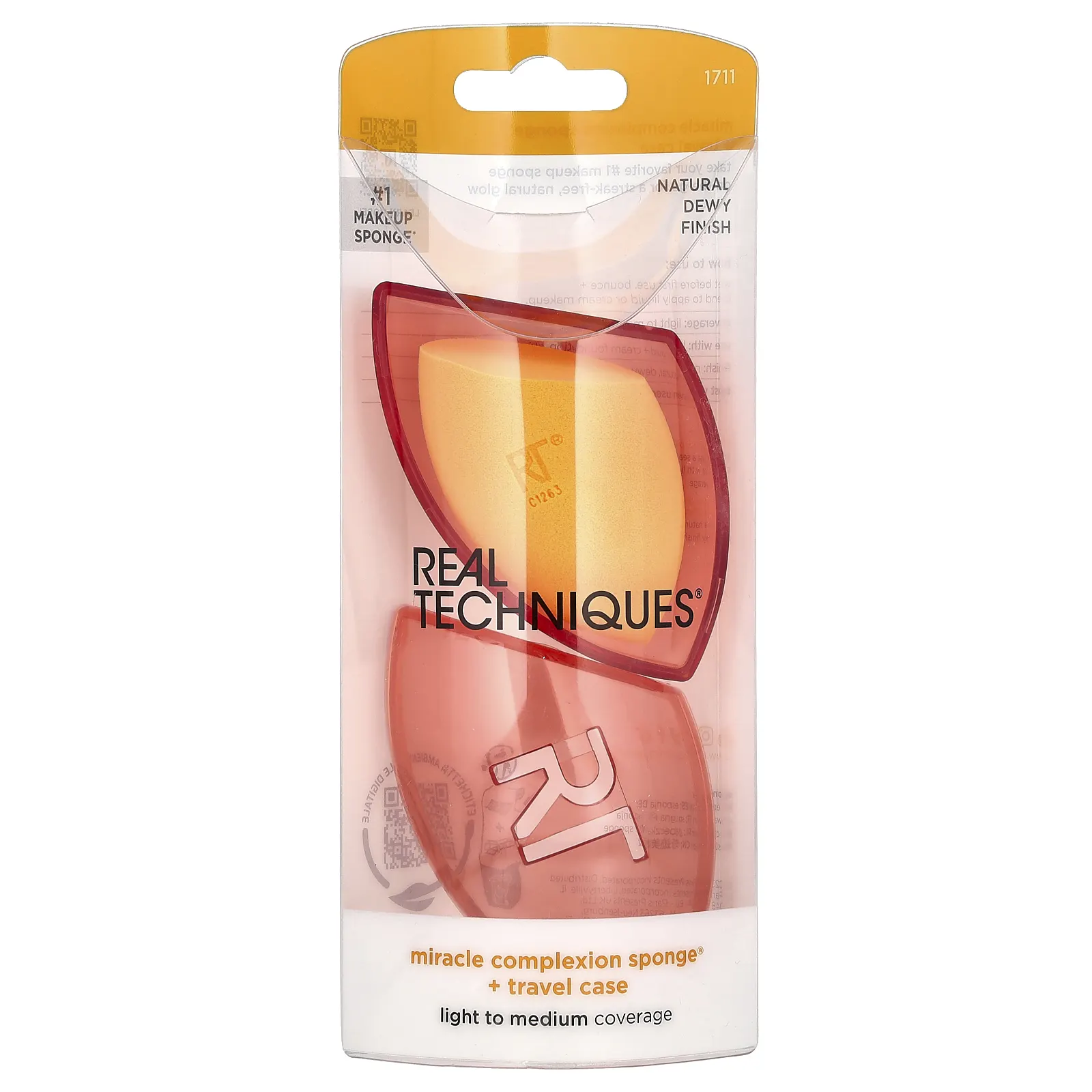 Real Techniques, Miracle Complexion Sponge и дорожный футляр для лица, набор из 2 предметов