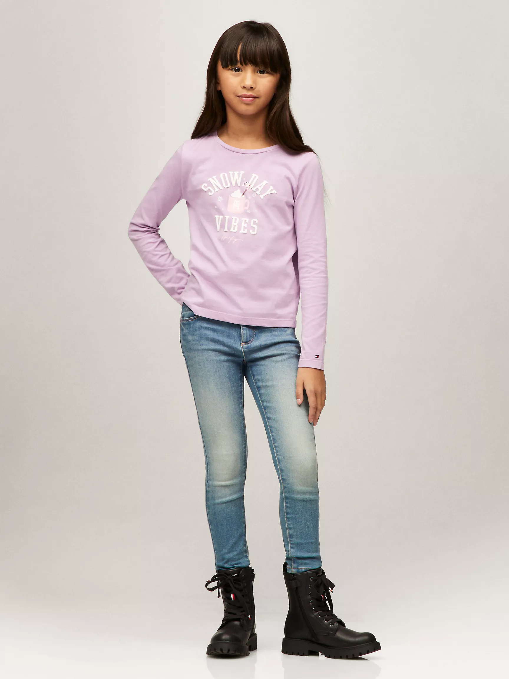 Футболка для девочек Tommy Hilfiger, Детская футболка с принтом горячего шоколада для зимних дней