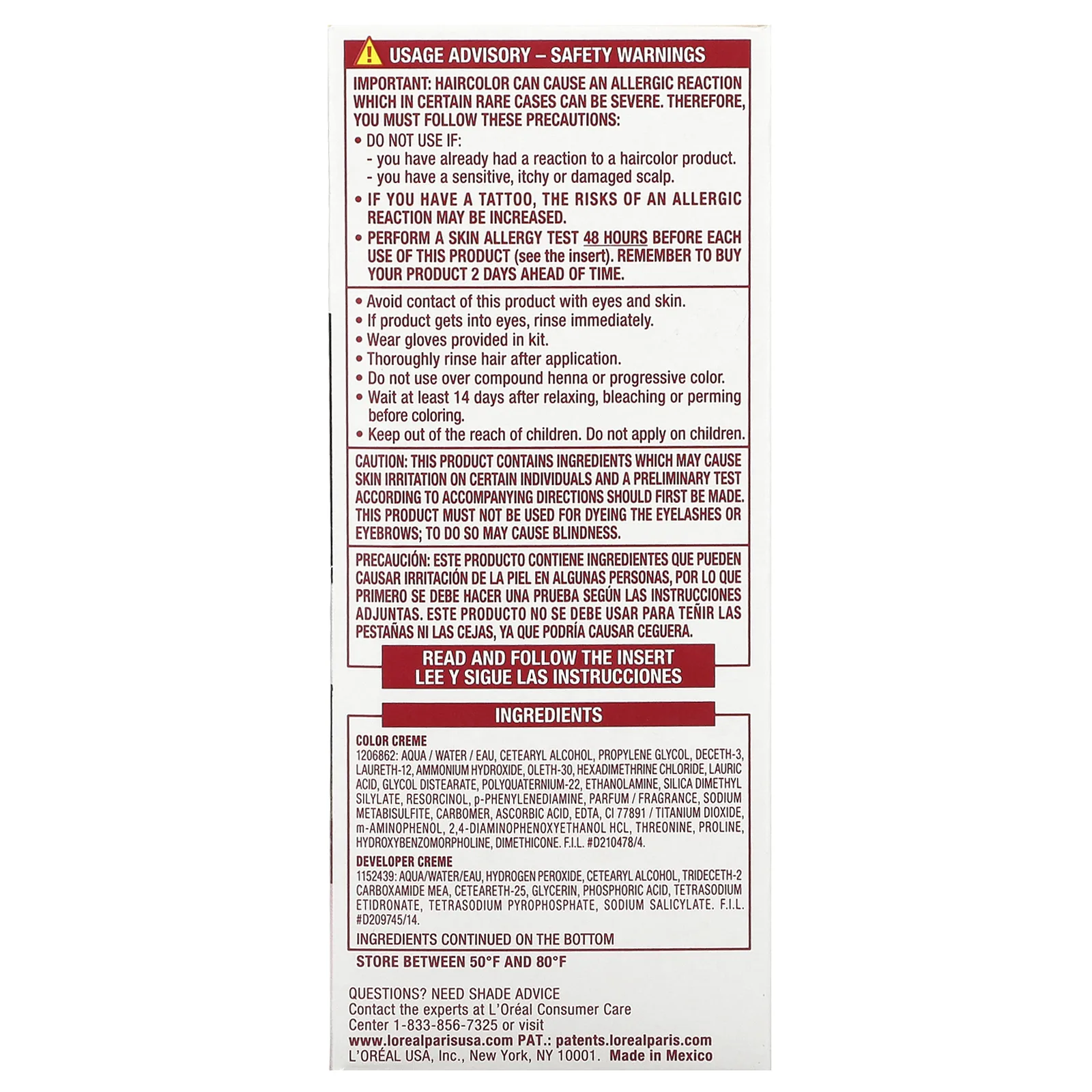 L'Oréal, Excellence Creme, Triple Care Color, 4 оттенка темно-коричневого, 1 нанесение