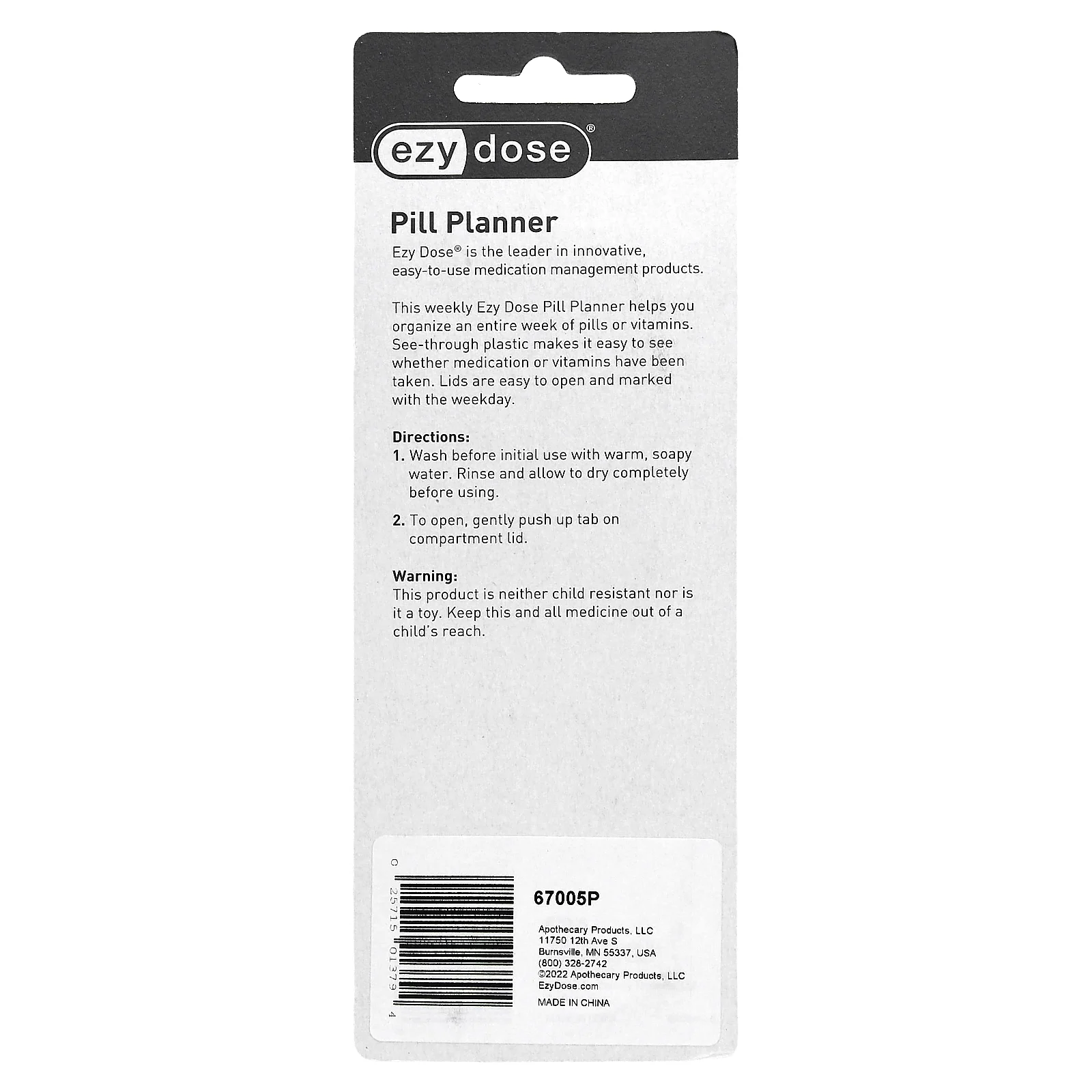 Ezy Dose, Weekly Classic Pill планнер, средний, 1 шт.