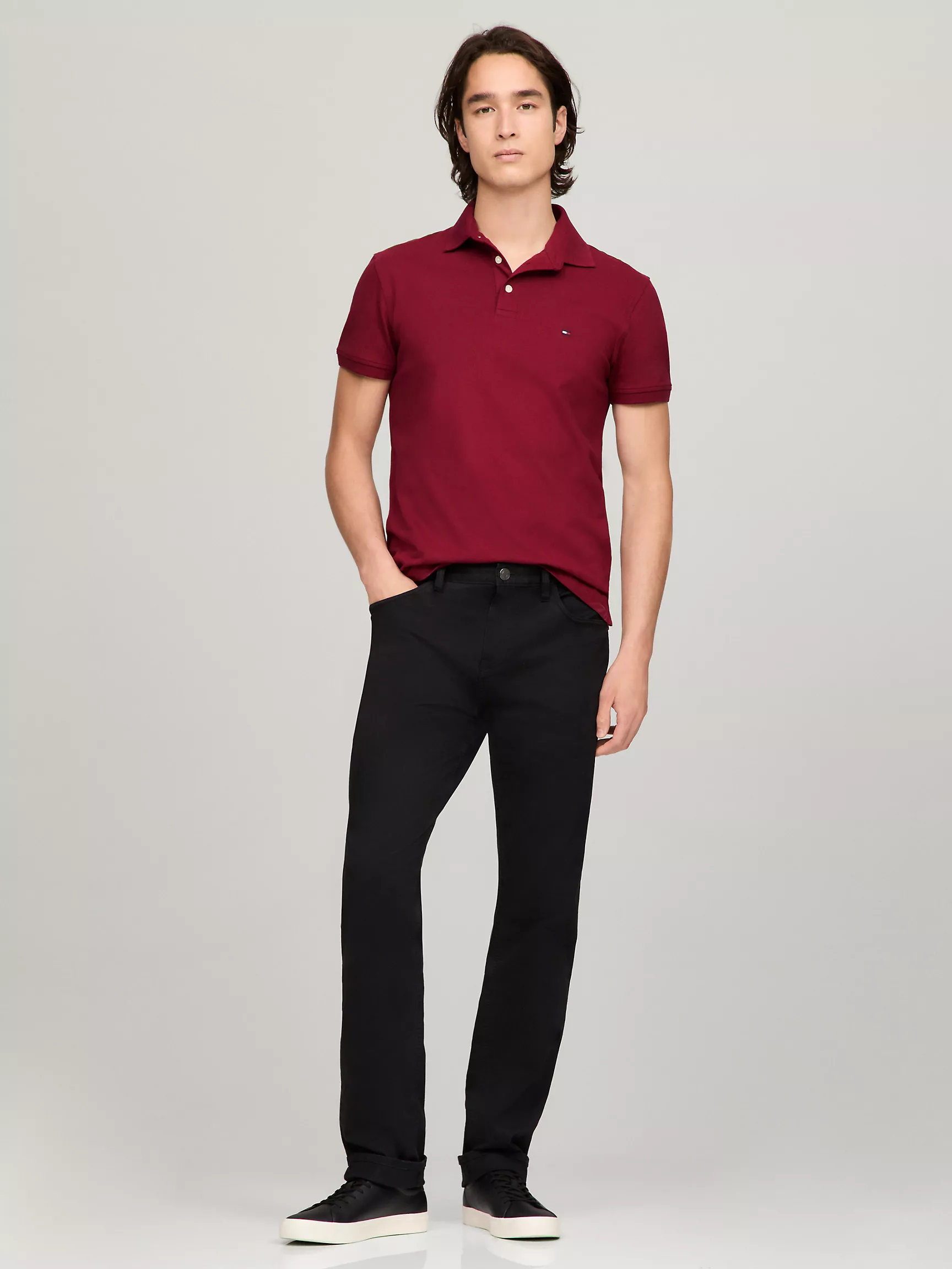 Мужское поло Tommy Hilfiger, Приталенное эластичное поло из пике