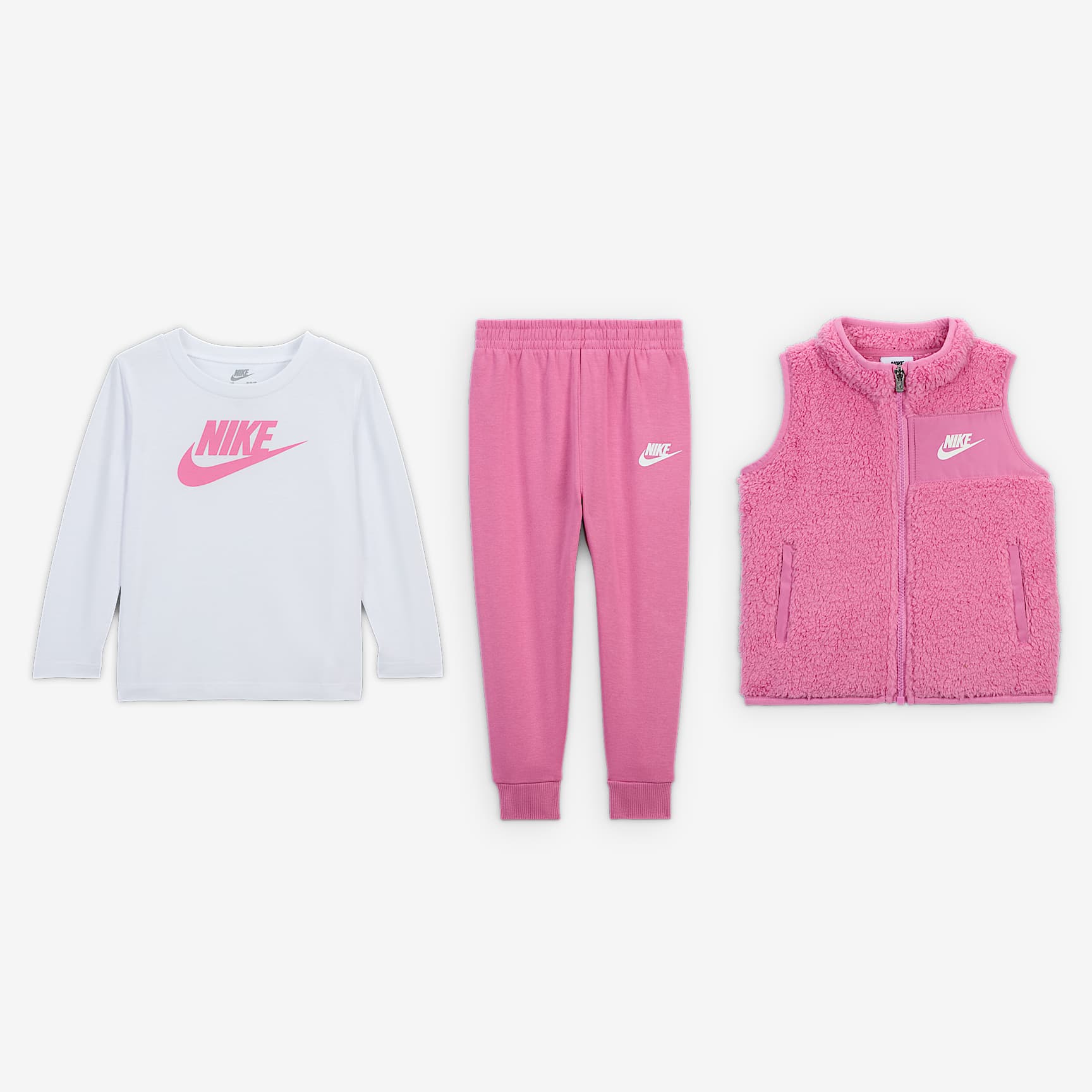 Nike Club Little Kids' Long Sleeve T-Shirt, Vest, and Pants Set