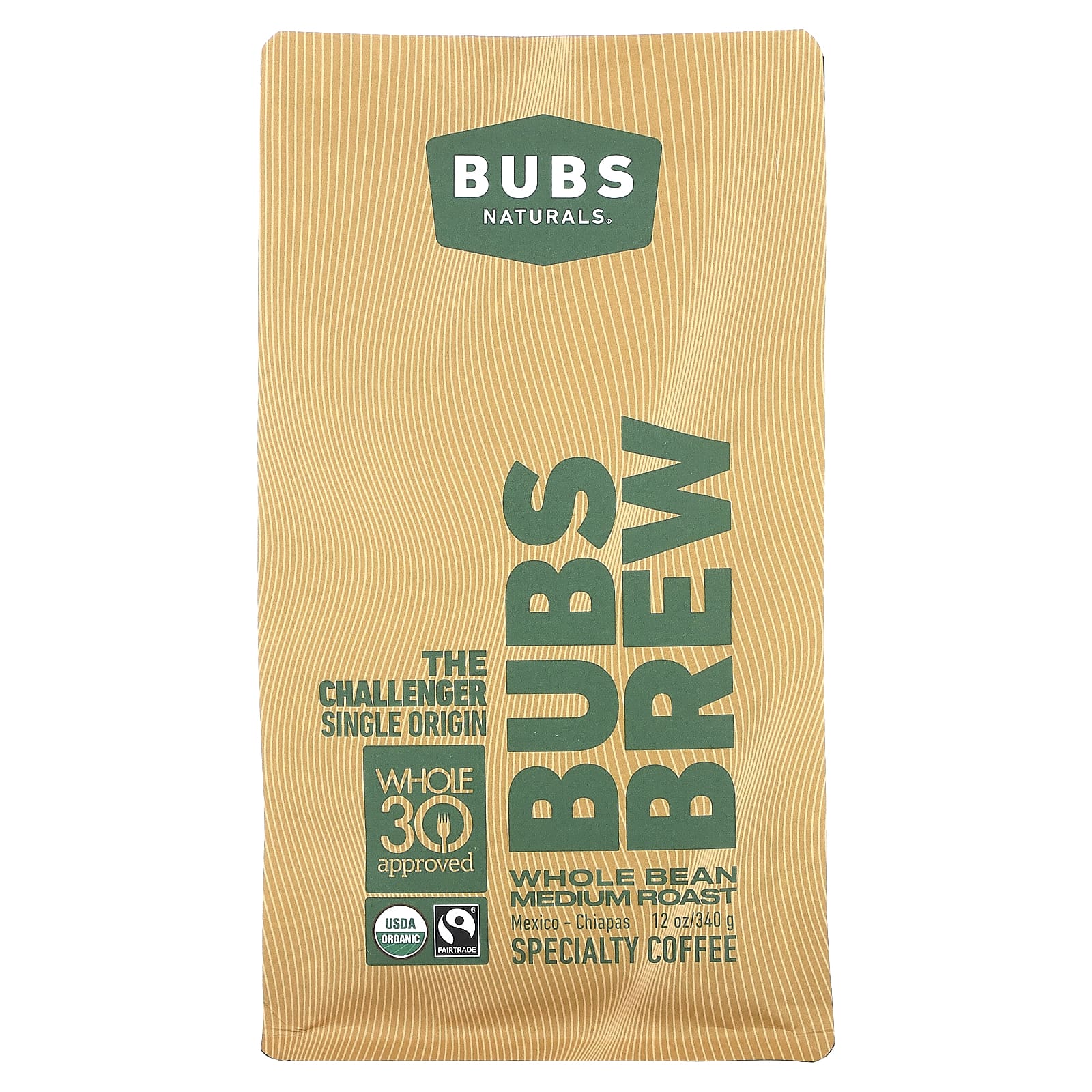 BUBS Naturals, Bubs Brew, Challenger Single Origin, цельные бобы, средней обжарки, 340 г (12 унций)