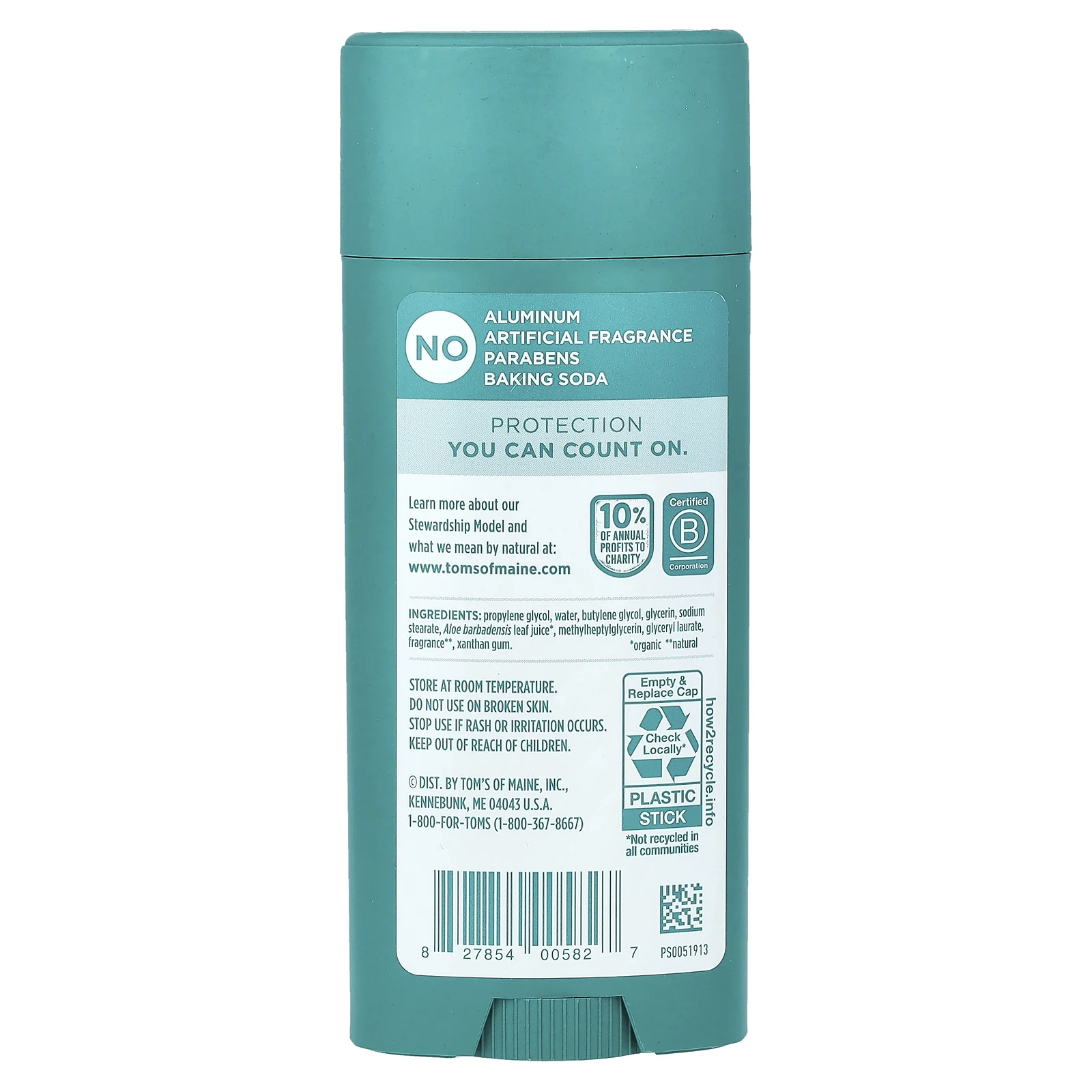 Tom's of Maine, дезодорант без алюминия, огурец и алоэ, 92 г (3,25 унции)