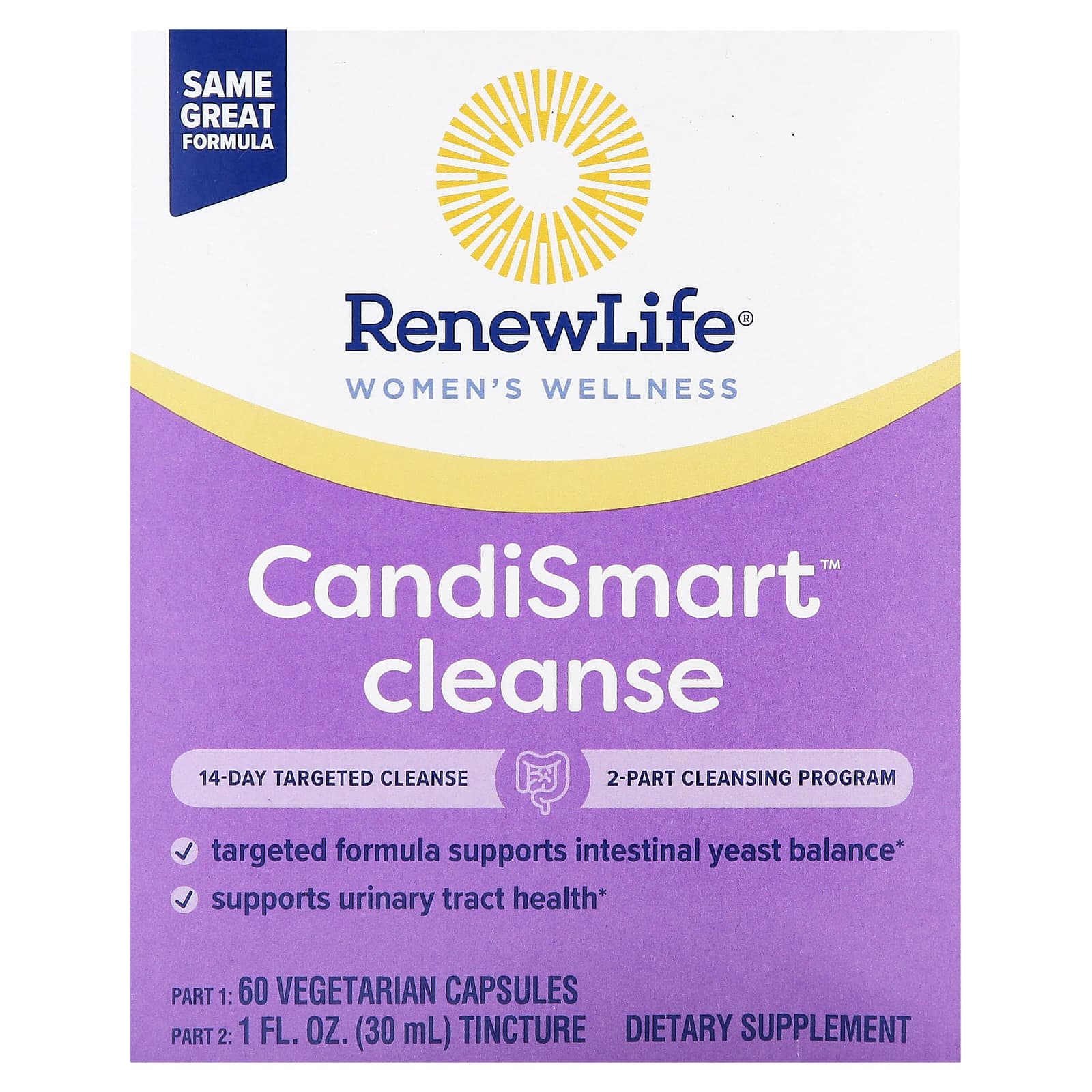 Renew Life, CandiSmart Cleanse, средство для очищения организма за 14 дней, 2 части