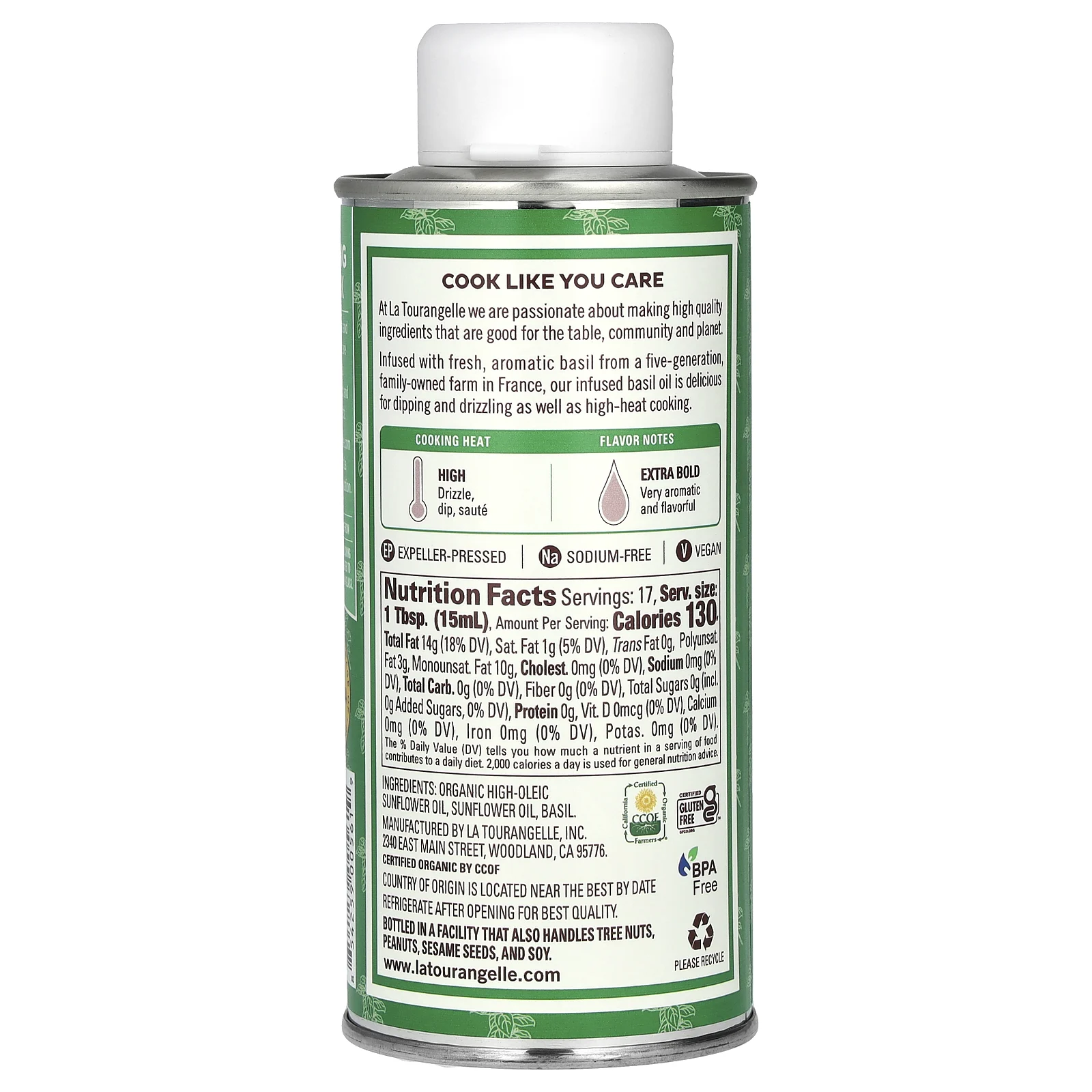 La Tourangelle, базиликовое масло, 250 мл (8,45 жидк. унции)