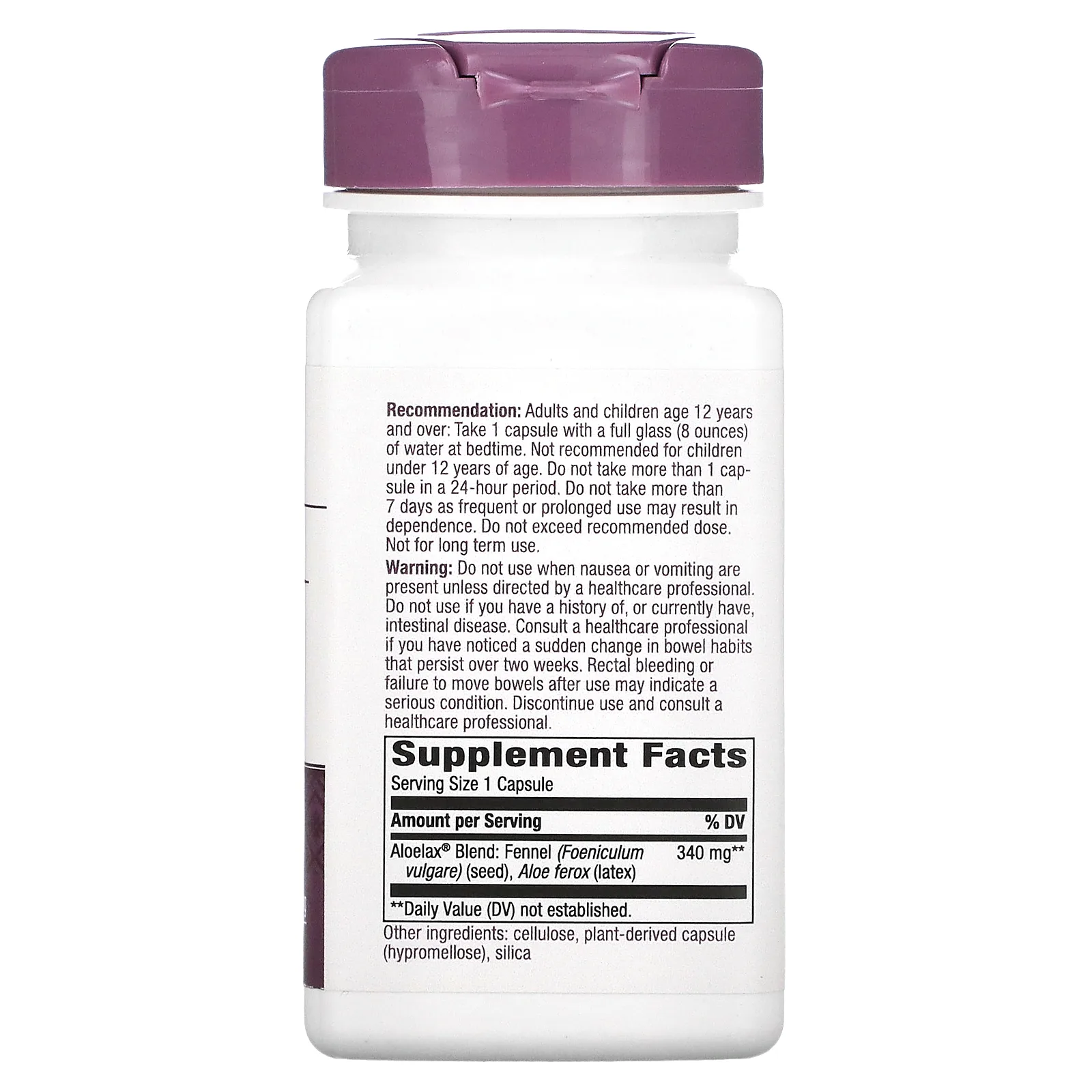 Nature's Way, Алоелакс с семенами фенхеля, 340 мг, 100 веганских капсул
