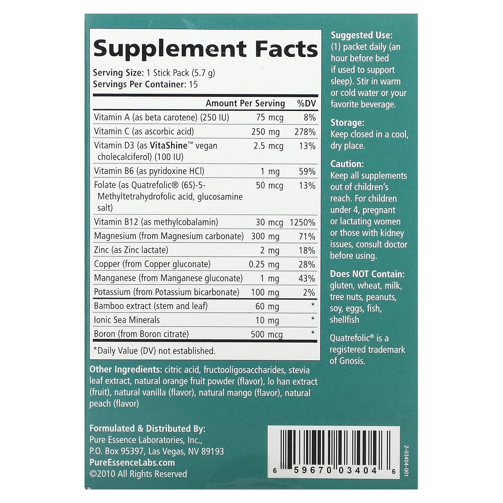 Pure Essence, Ionic-Fizz, Magnesium Plus, со вкусом апельсина и ванили, 15 стиков по 5,7 г (0,2 унции)