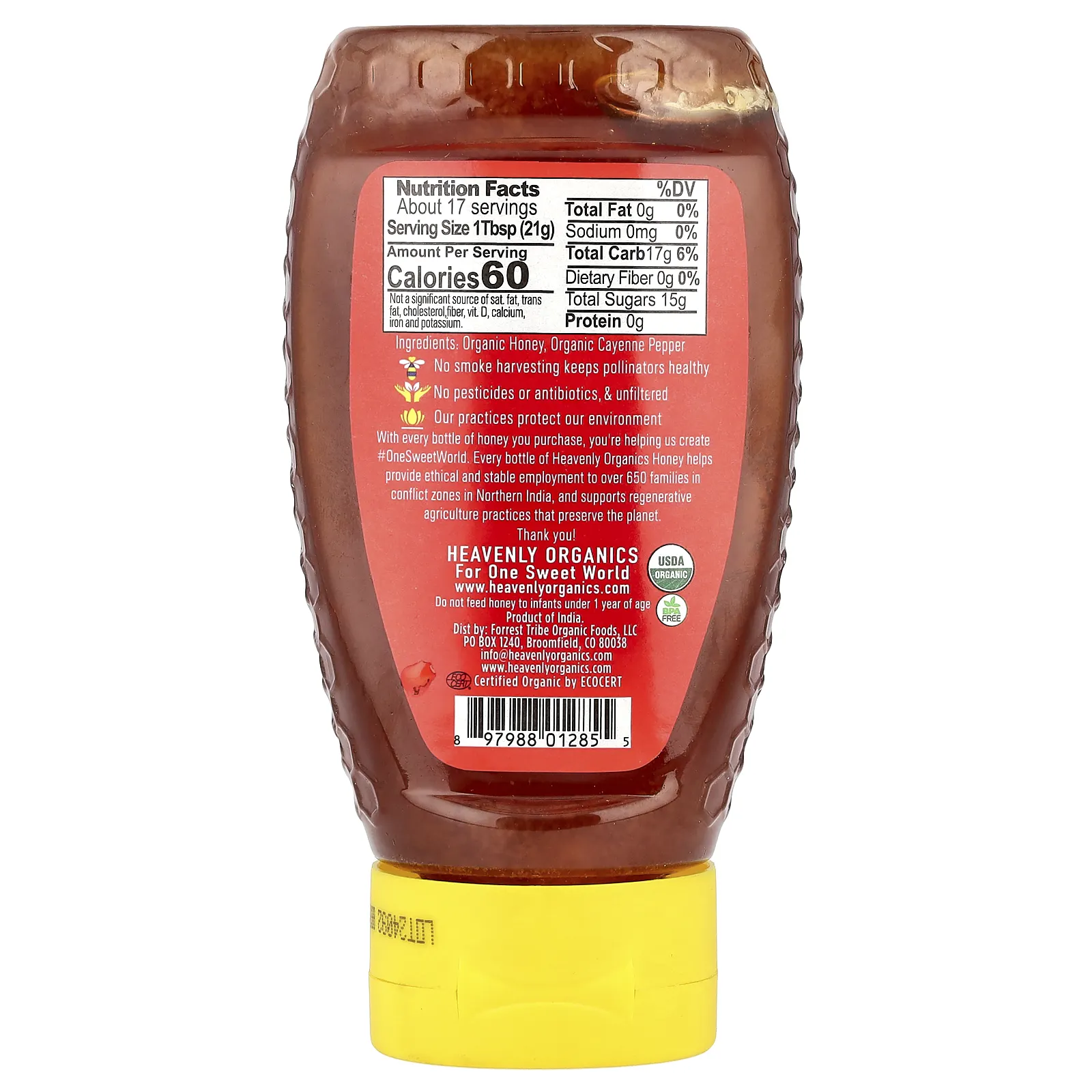 Heavenly Organics, 100% органический горячий мед, 340 г (12 унций)