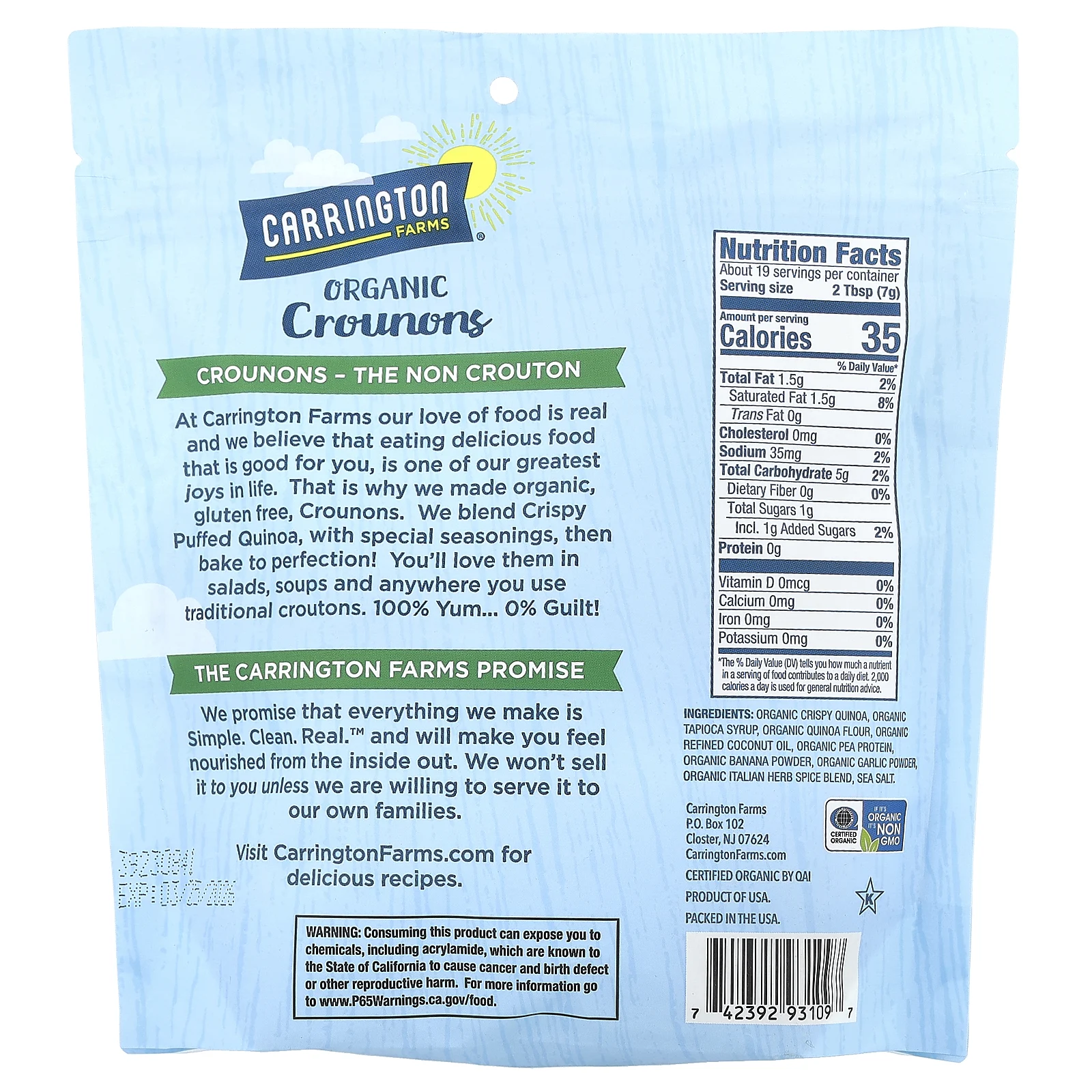 Carrington Farms, Organic Crounons, садовые травы, 134 г (4,75 унции)