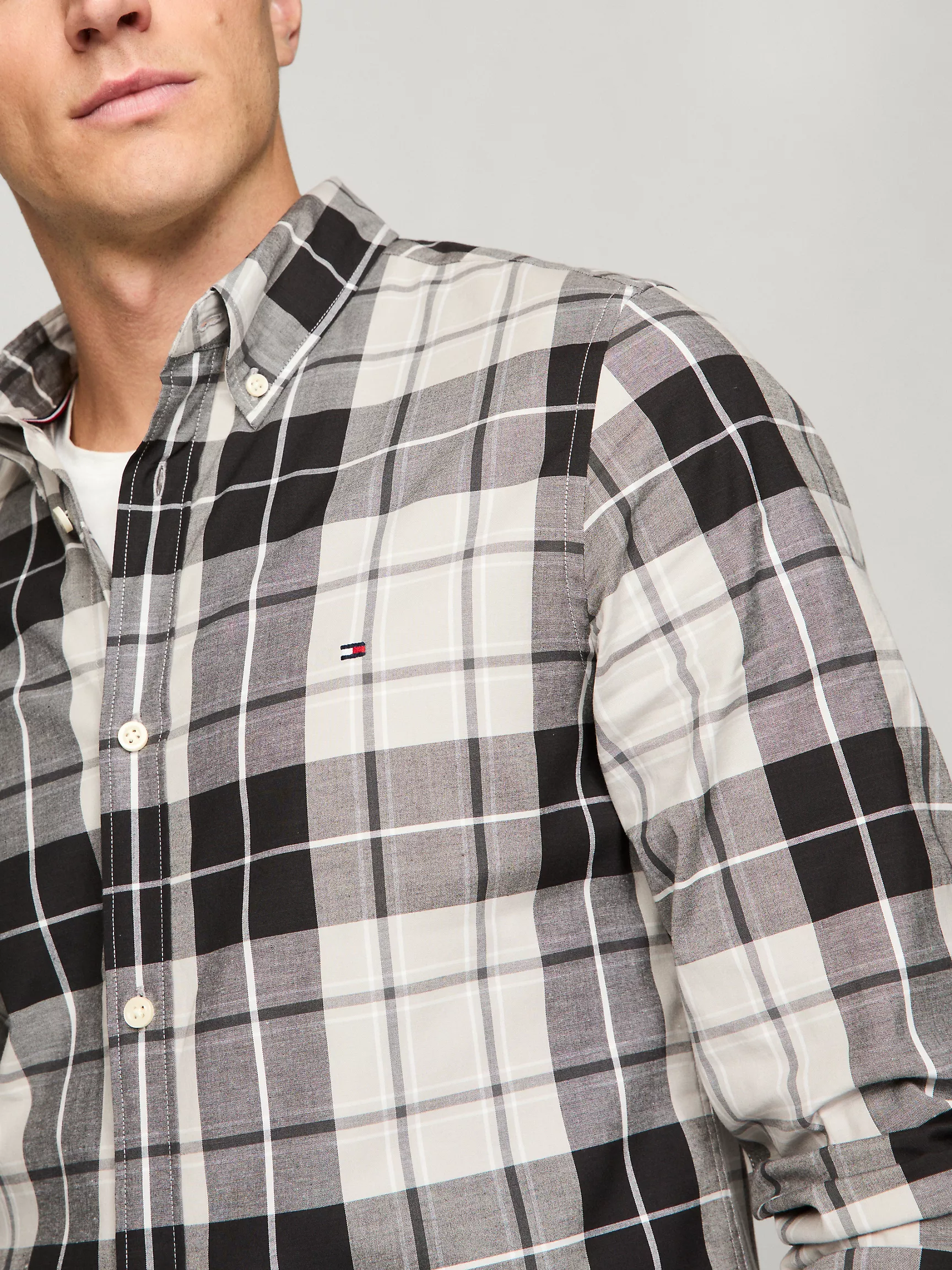 Мужская рубашка Tommy Hilfiger, Приталенная клетчатая рубашка из поплина THFlex
