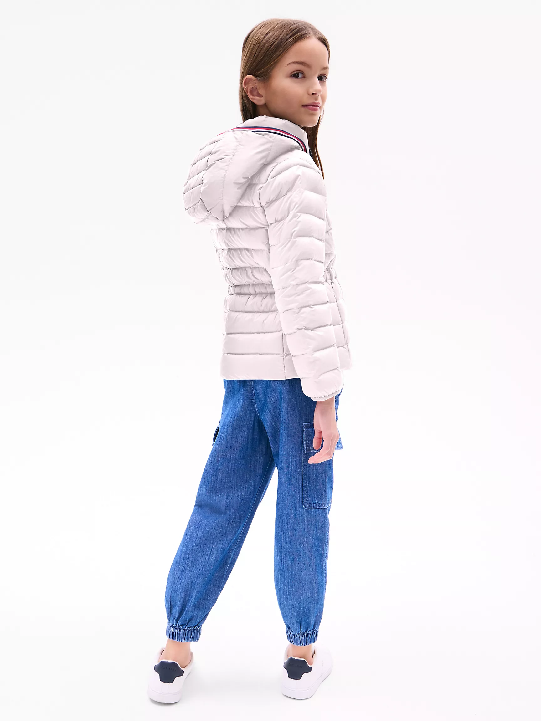 Куртка для девочки Tommy Hilfiger, Детский легкий пуховик с капюшоном