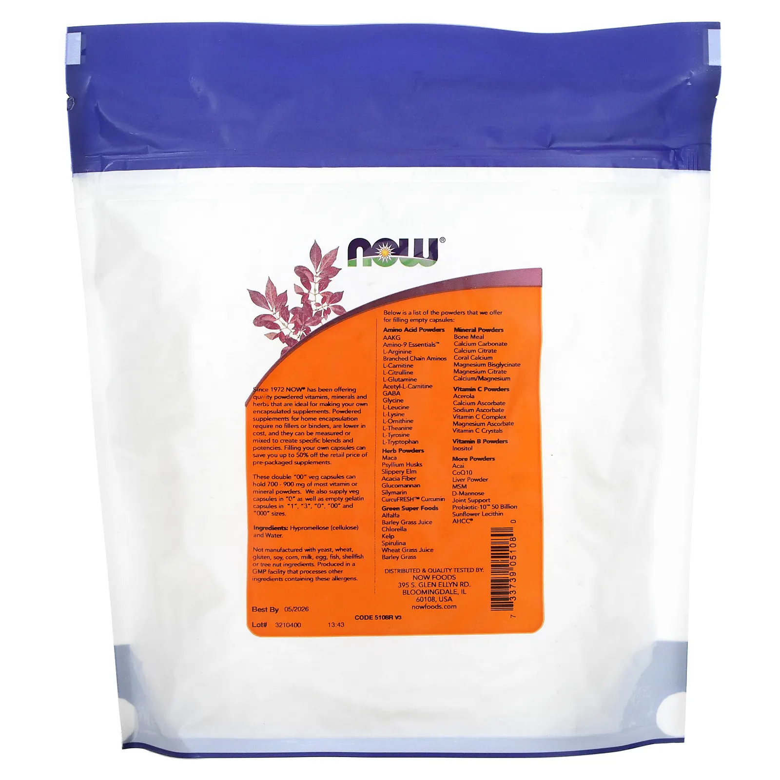 NOW Foods, Растительные двойные «00» капсулы, прибл. 750 пустых растительных капсул