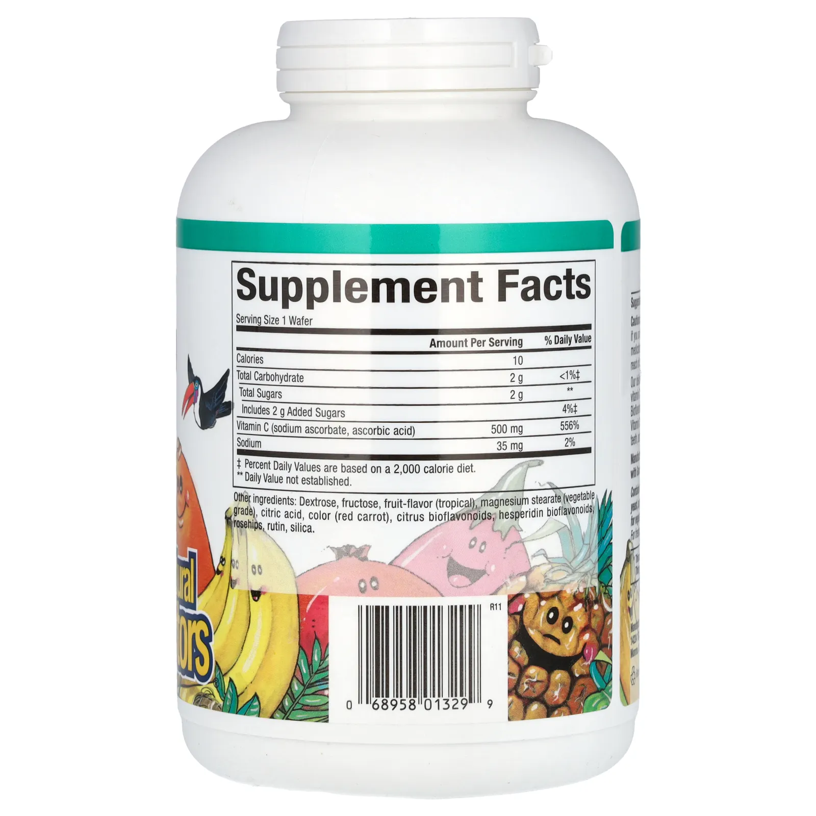 Natural Factors, Жевательный витамин C со вкусом фруктов, тропический, 500 мг, 180 жевательных вафель