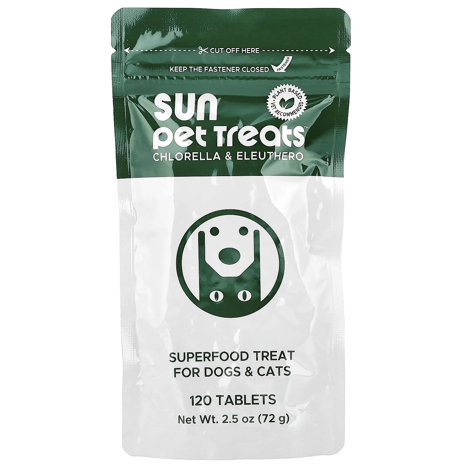 Sun Chlorella, Sun Pet Treats ™, хлорелла и элеутерококк, для собак и кошек, 120 таблеток