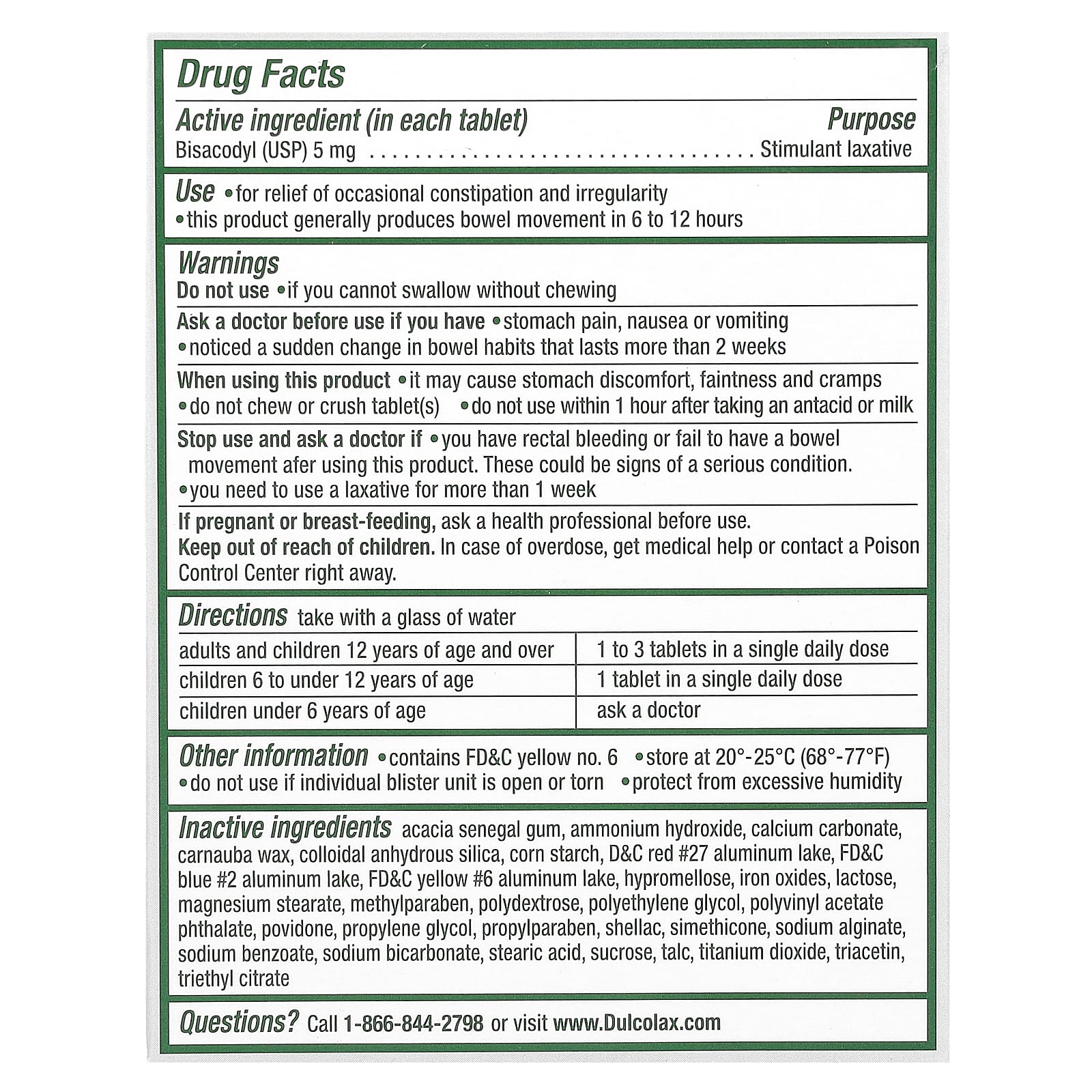 Dulcolax, розовое слабительное средство, 5 мг, 25 успокаивающих таблеток, покрытых оболочкой