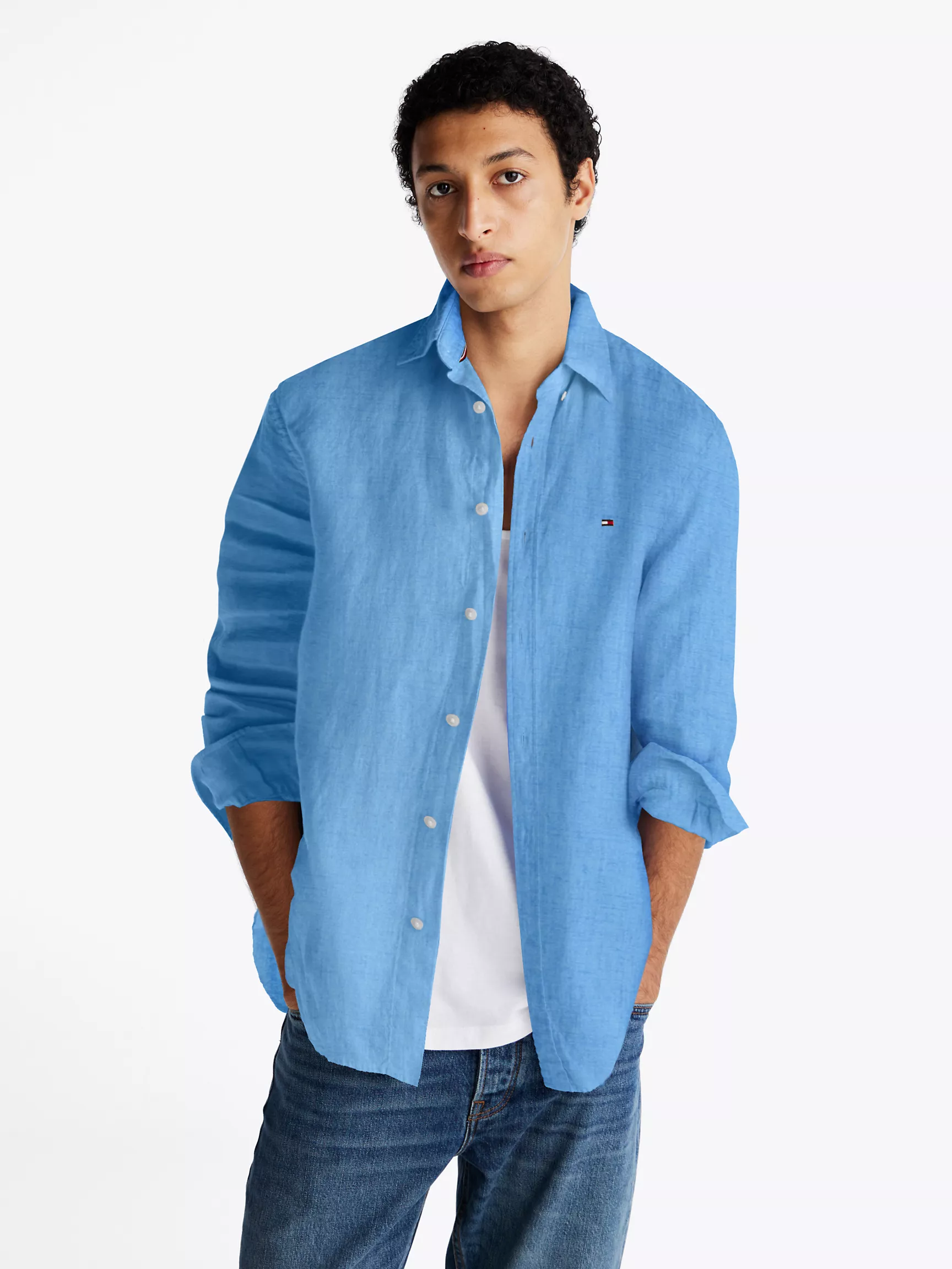 Мужская рубашка Tommy Hilfiger, Стандартная рубашка из окрашенного льна