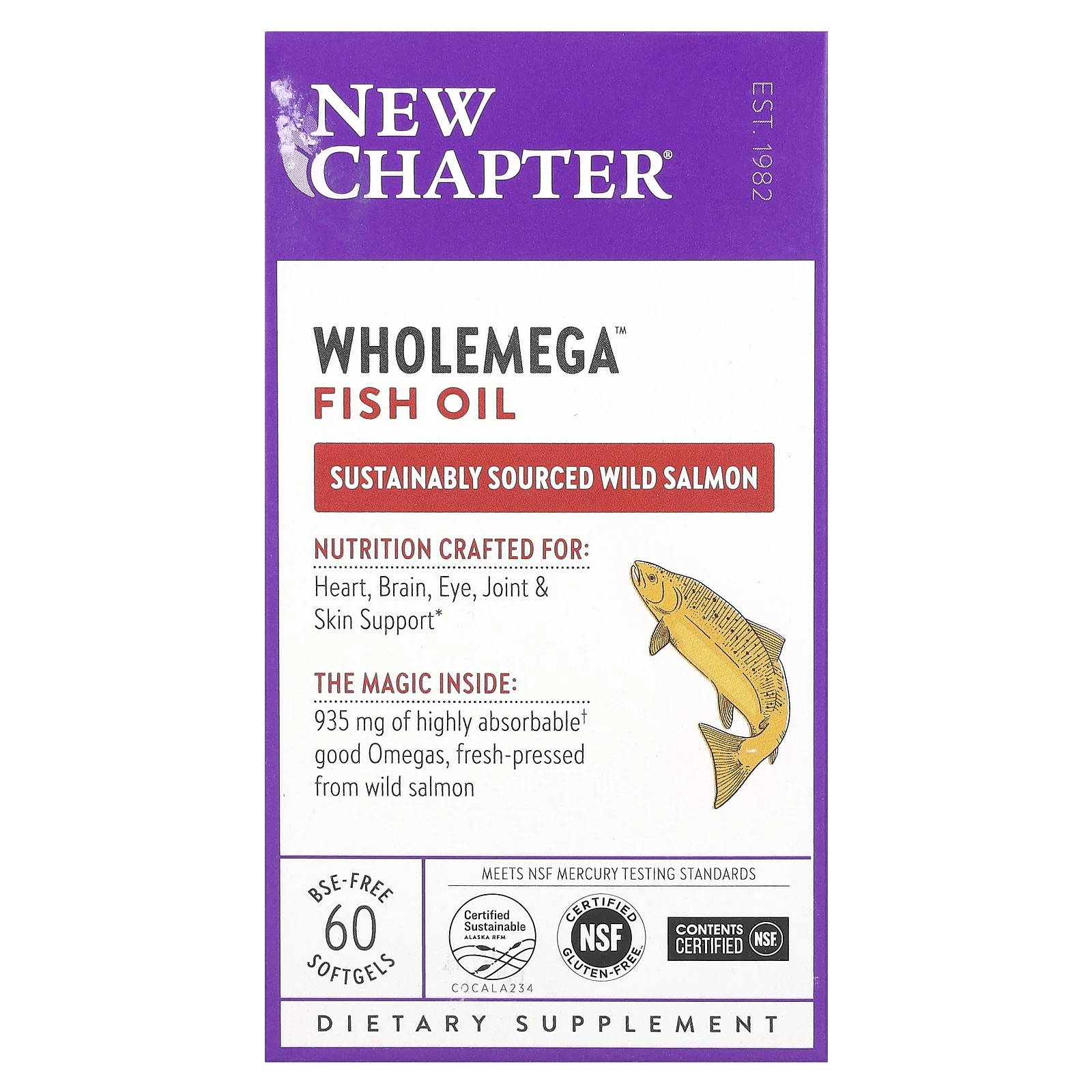 New Chapter, Рыбий жир Wholemega, 60 мягких таблеток