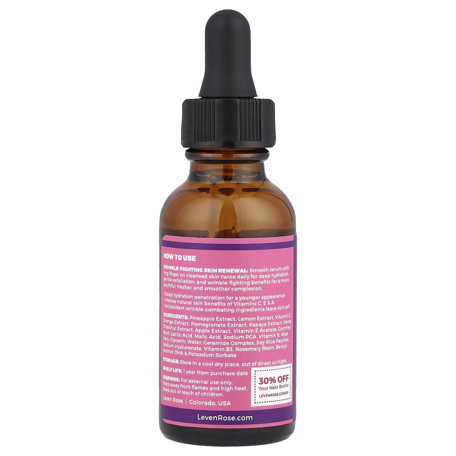 Leven Rose, Осветляющая сыворотка с витамином C, 30 мл (1 жидк. Унция)