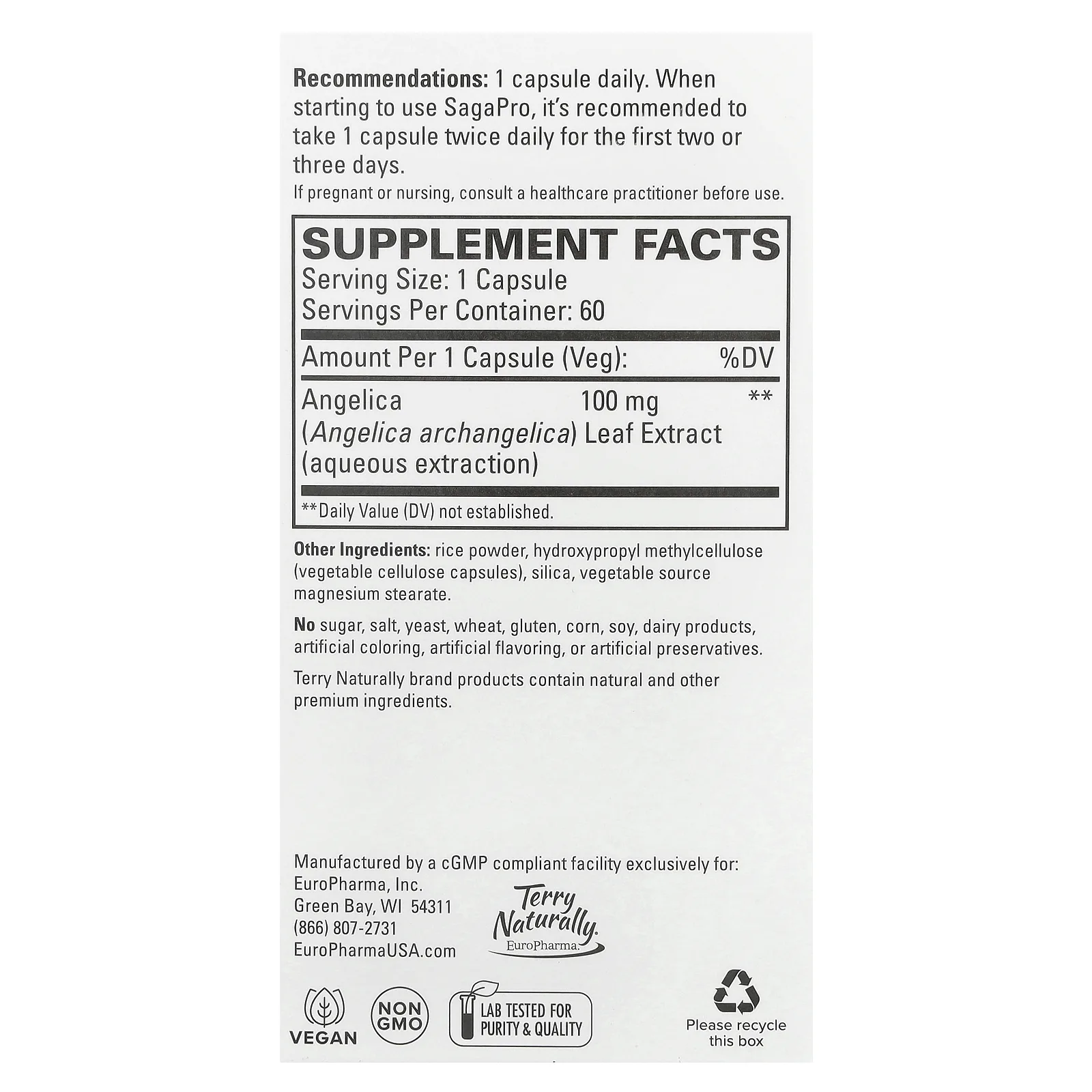 Terry Naturally, SagaPro, добавка для поддержки здоровья мочевого пузыря, 60 капсул