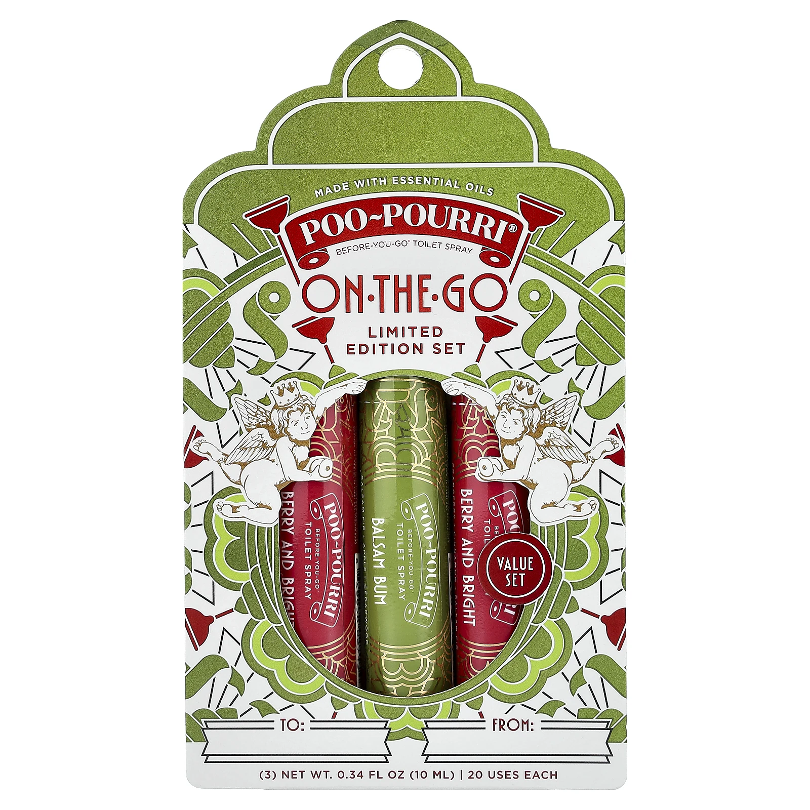 Poo-Pourri, On-The-Go, Before-You-Go®, спрей-освежитель для туалета, набор ограниченной серии, 3 шт., 10 мл (0,34 жидк. унции)