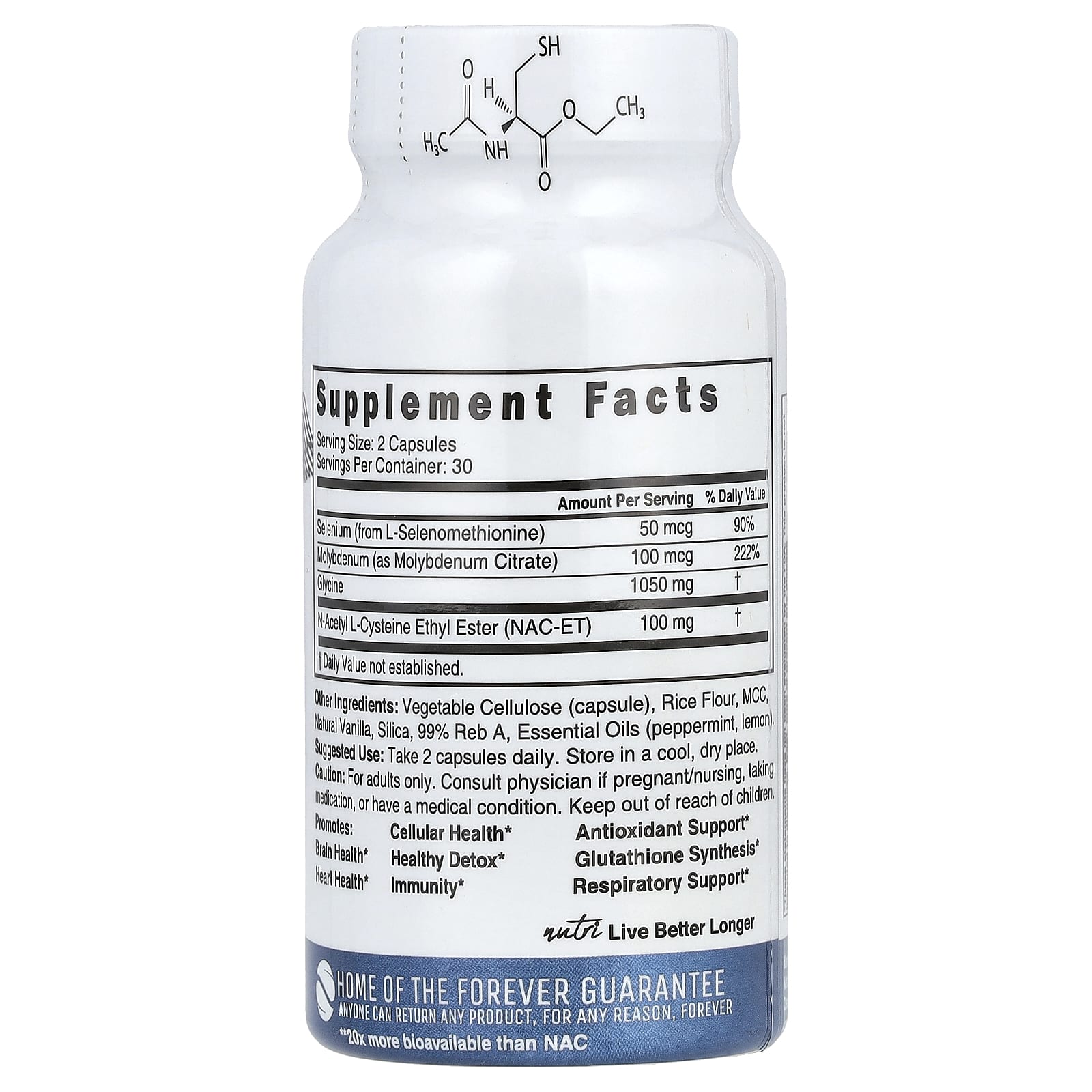 Nutri, NEURO-NAC ™, этиловый эфир глицина и NAC, 60 веганских капсул