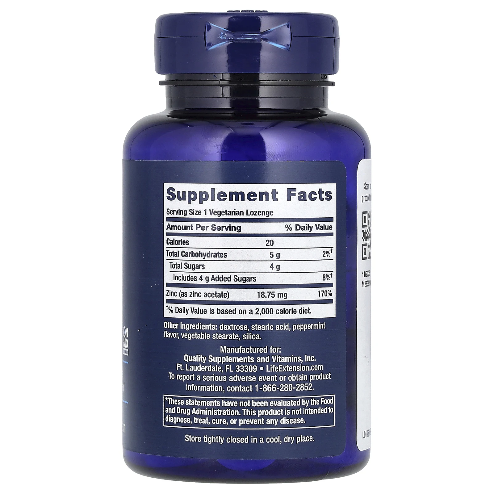 Life Extension, Улучшенные леденцы с цинком, мята перечная, 30 вегетарианских леденцов