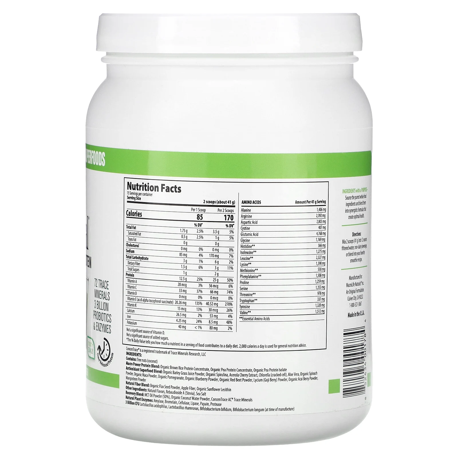 Macrolife Naturals, MacroMeal, протеиновый порошок высшего качества, ваниль, 615 г (21,7 унции)