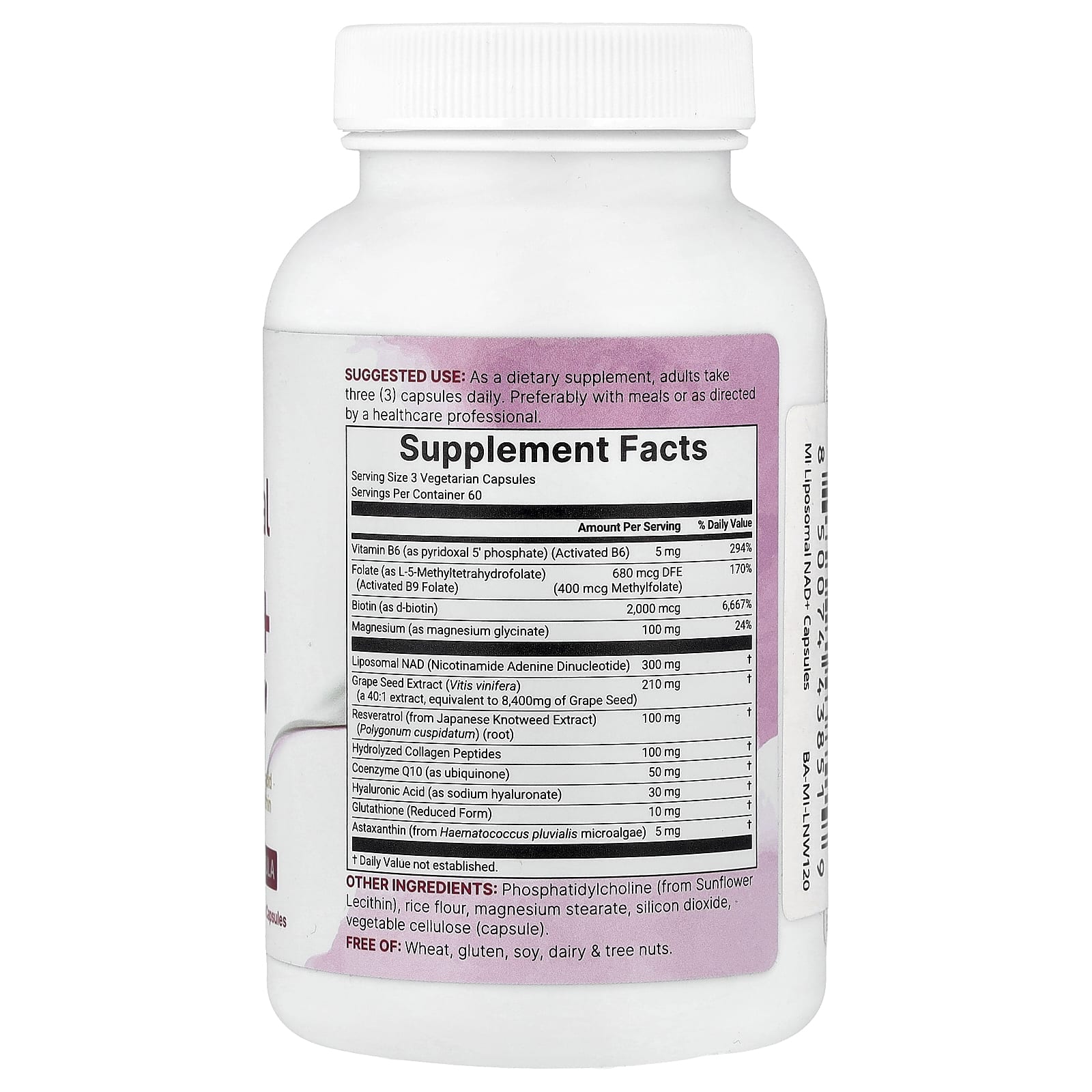 Micro Ingredients, чистый липосомальный НАД+ для женщин, 180 вегетарианских капсул