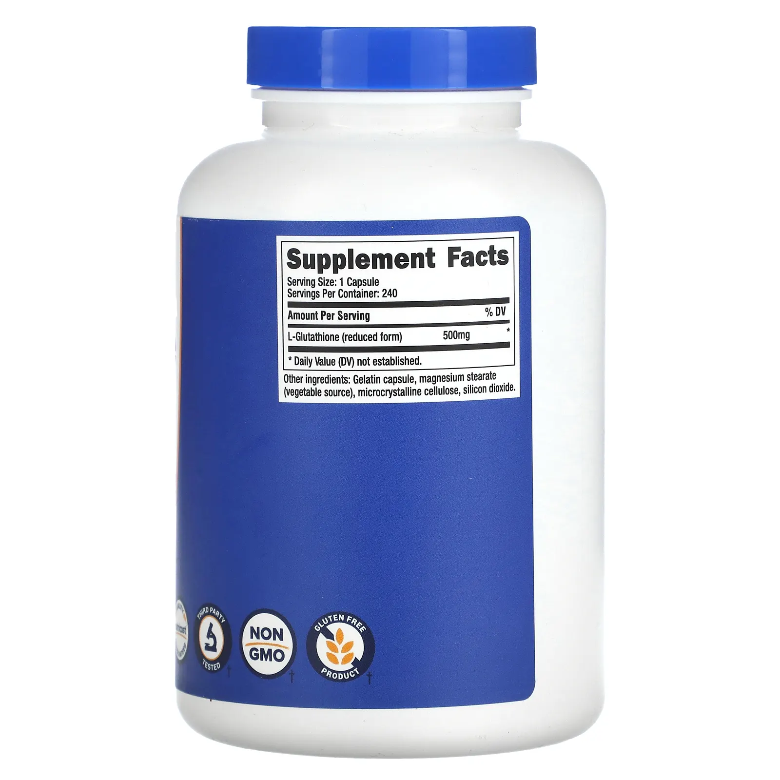 Nutricost, Глутатион, 500 мг, 240 капсул