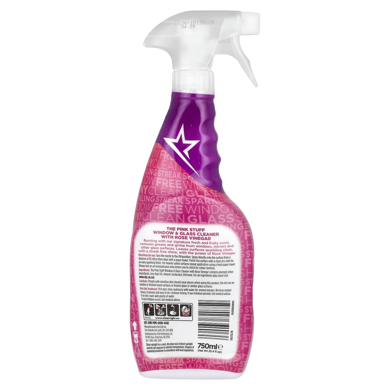 The Pink Stuff, средство для мытья окон и стекол Miracle с розовым уксусом, 750 мл (25,4 жидк. унции)