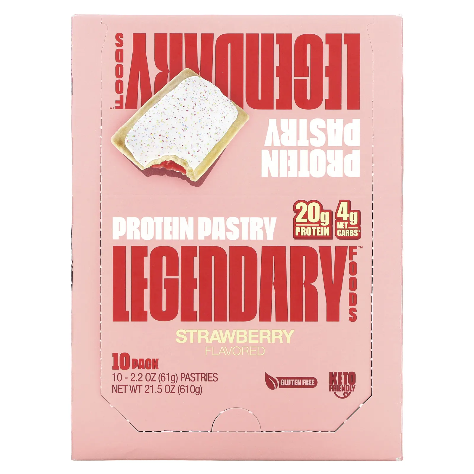 Legendary Foods, Protein Pastry, клубника, 10 пакетиков, 61 г (2,2 унции)