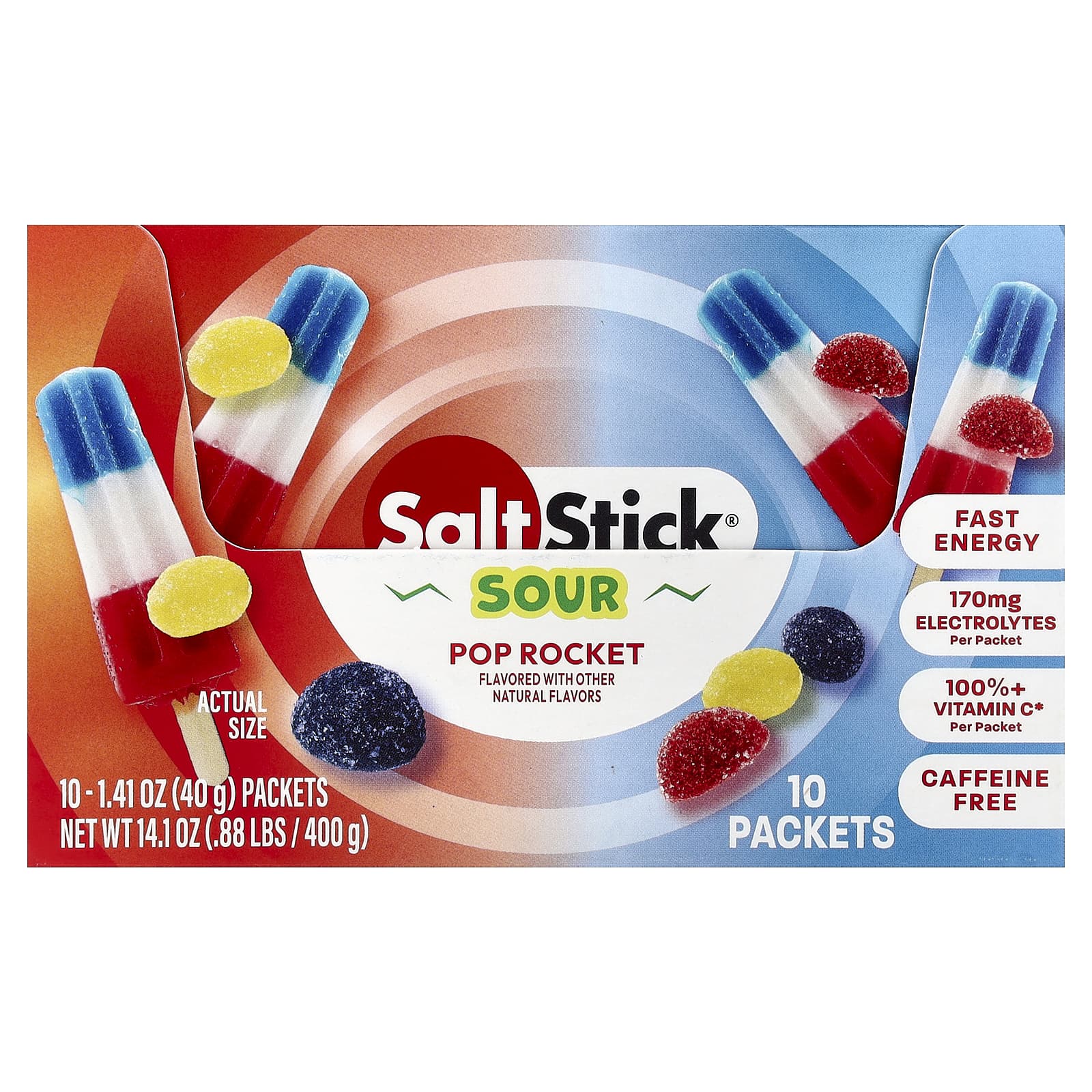 SaltStick, энергетические жевательные таблетки, со вкусом кислого, 10 пакетиков по 40 г (1,41 унции)