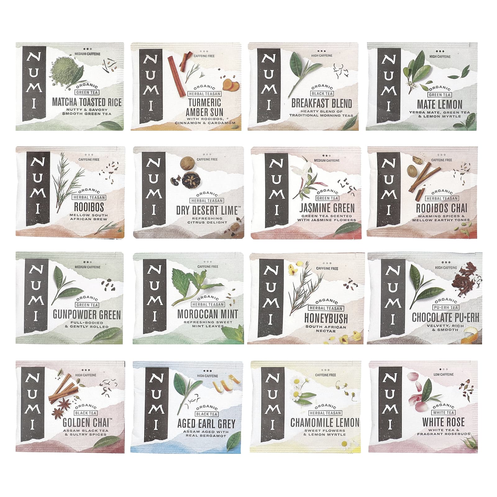 Numi Tea, Органический чаи, чаи и травяные сборы, коллекция Numi, 16 чайных пакетиков без ГМО, 1,26 унц. (34,7 г)